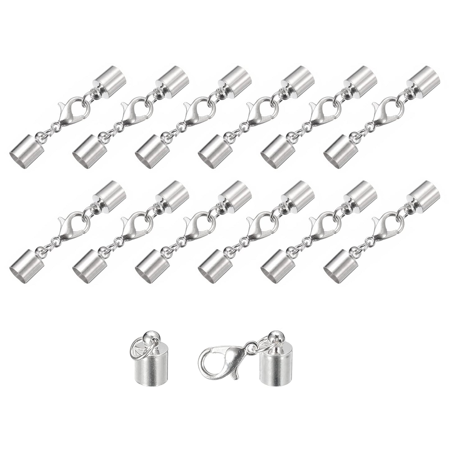 uxcell 20Sets Leather Cord End Caps with Lobster Claw Clasps Fit 4.5mm Cords, Barrel Terminators for DIY Making Leather Bracelets, Bronze Tone BST326L