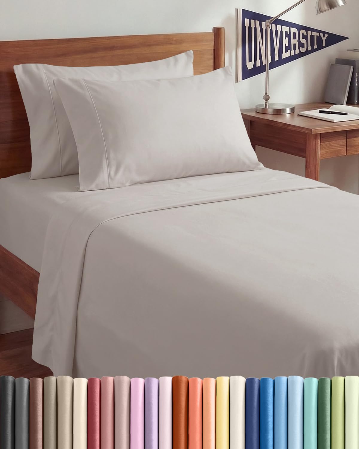 Split King 7 Piece Sheet Set - Comfy Breathable & Cooling - Soft Hotel Luxury Bedding Set with 8-16 Inch Deep Pockets - 1 Flat & 2 Fitted Sheet & 4 Pillowcases - Wrinkle Free & Easy Care - Steel Blue DD1210