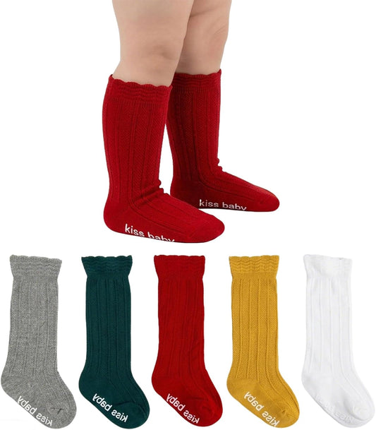 Toddler Girls Knee High Socks Soft Cotton Ruffle Long Tube Socks For Preemie Infant Newborn Toddler WN420