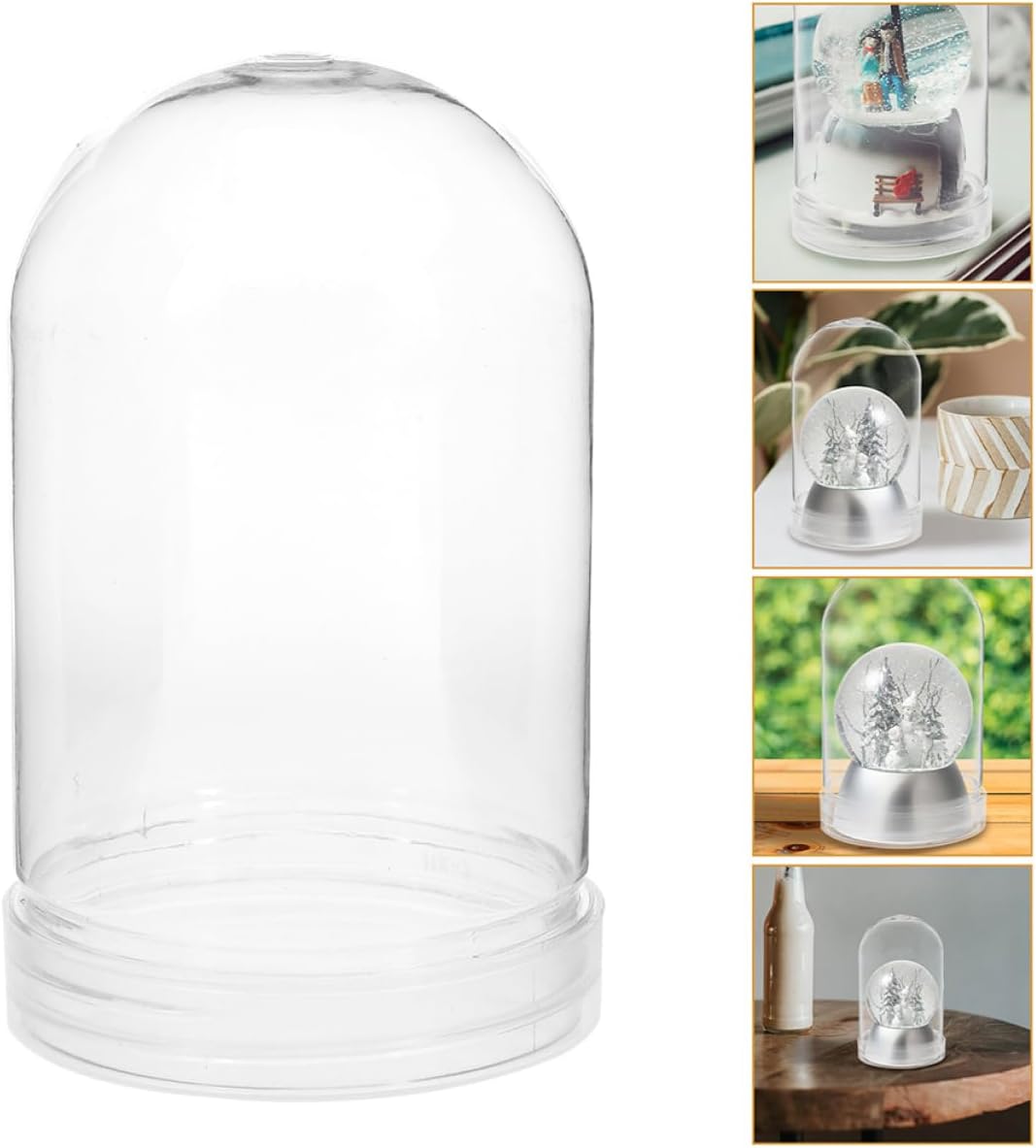 STOBAZA 6pcs Christmas DIY Snow Globe Plastic Snow Globe with Bottom Gasket Clear Empty Plastic with Screw Off Cap for Christmas Crafts Present Ornaments BST202