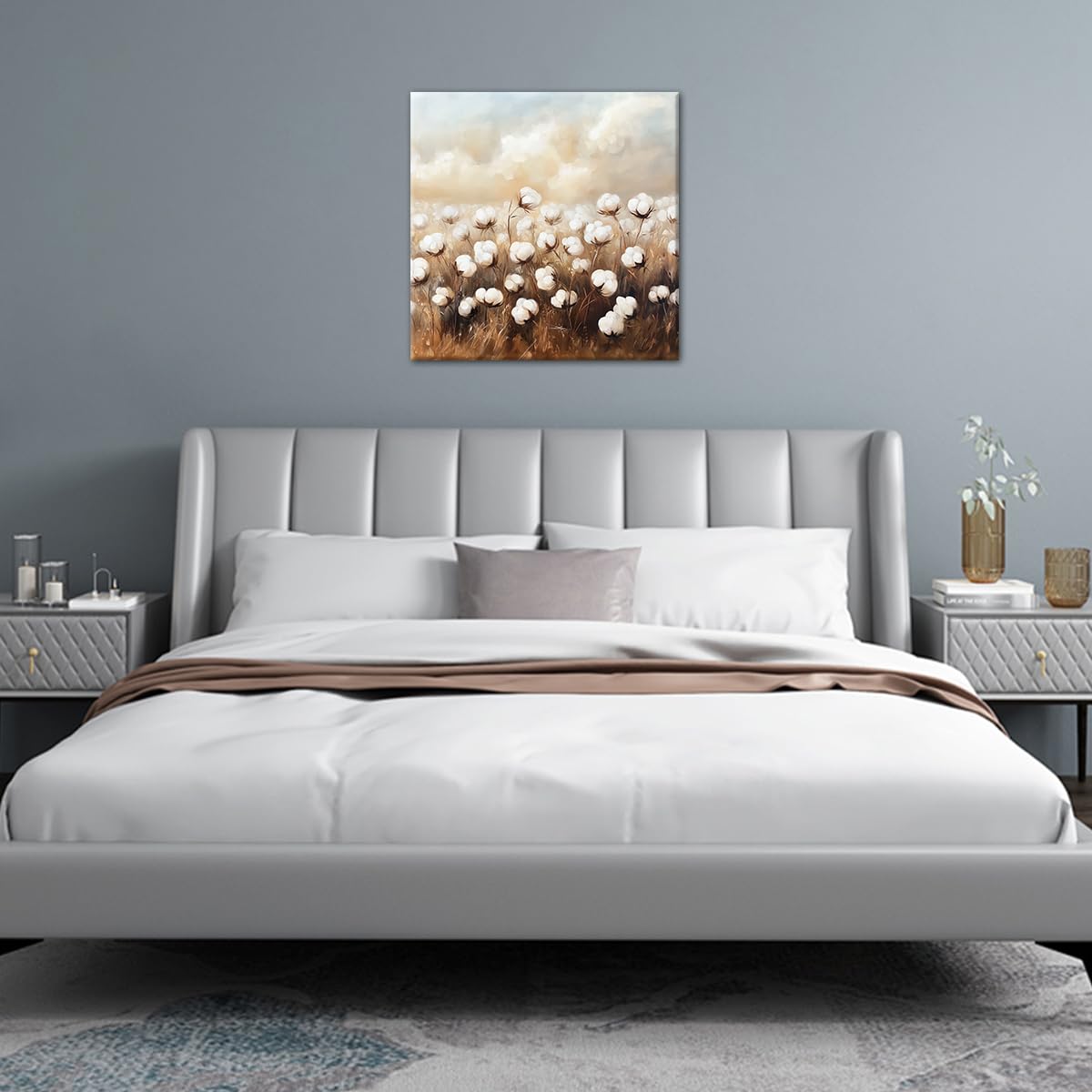 Cotton Canvas Wall Art Rustic Flower Pictures Wall Decor Country Farmhouse Floral Painting Prints Botanical Poster for Living Room Bedroom Bathroom Kitchen Decor Framed(Farm-2,12L x 12W) BST326H