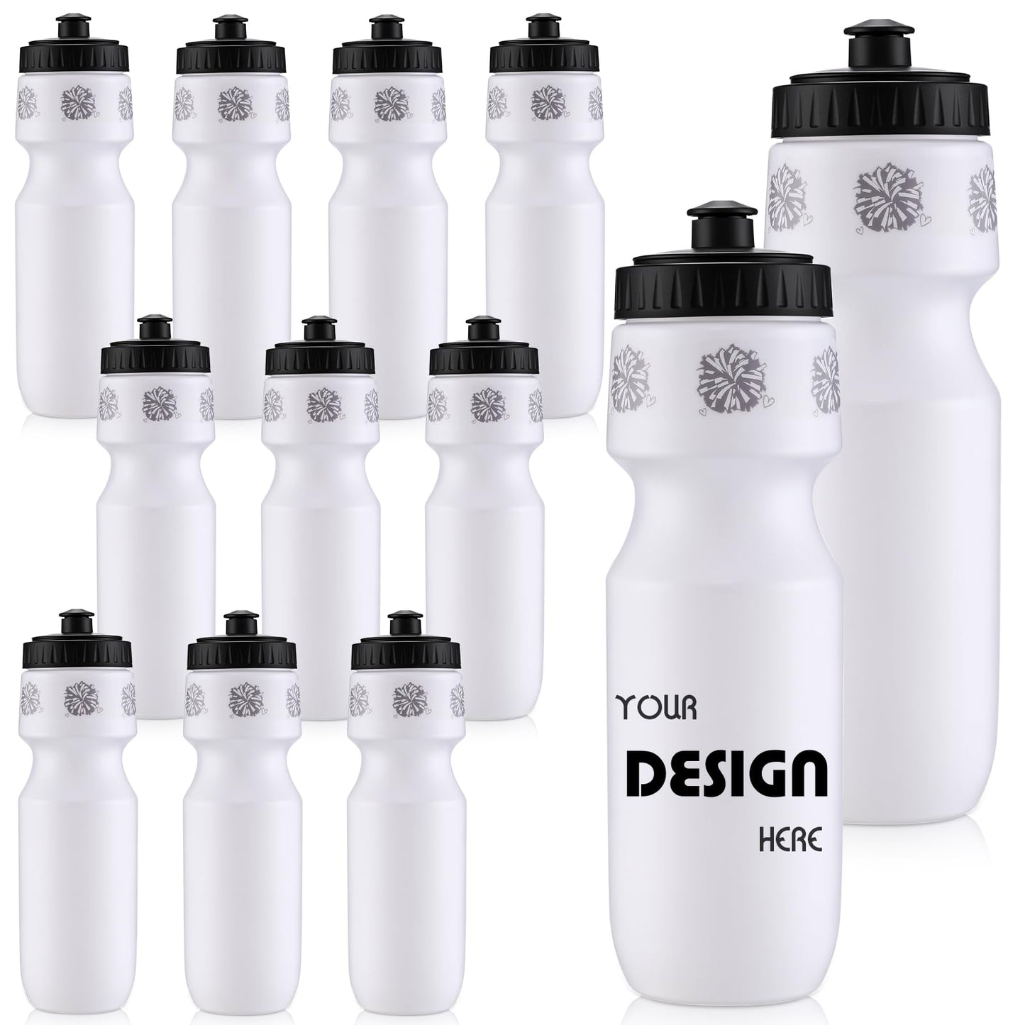 Talltalk 12 Pack Cheerleading Water Bottles Bulk 24 oz Reusable Plastic Cheer Water Bottles with Pull Top Cap Dishwasher Safe Cheerleader Drinking Bottle for Game Sports Dance Party (Rose Red) BST220