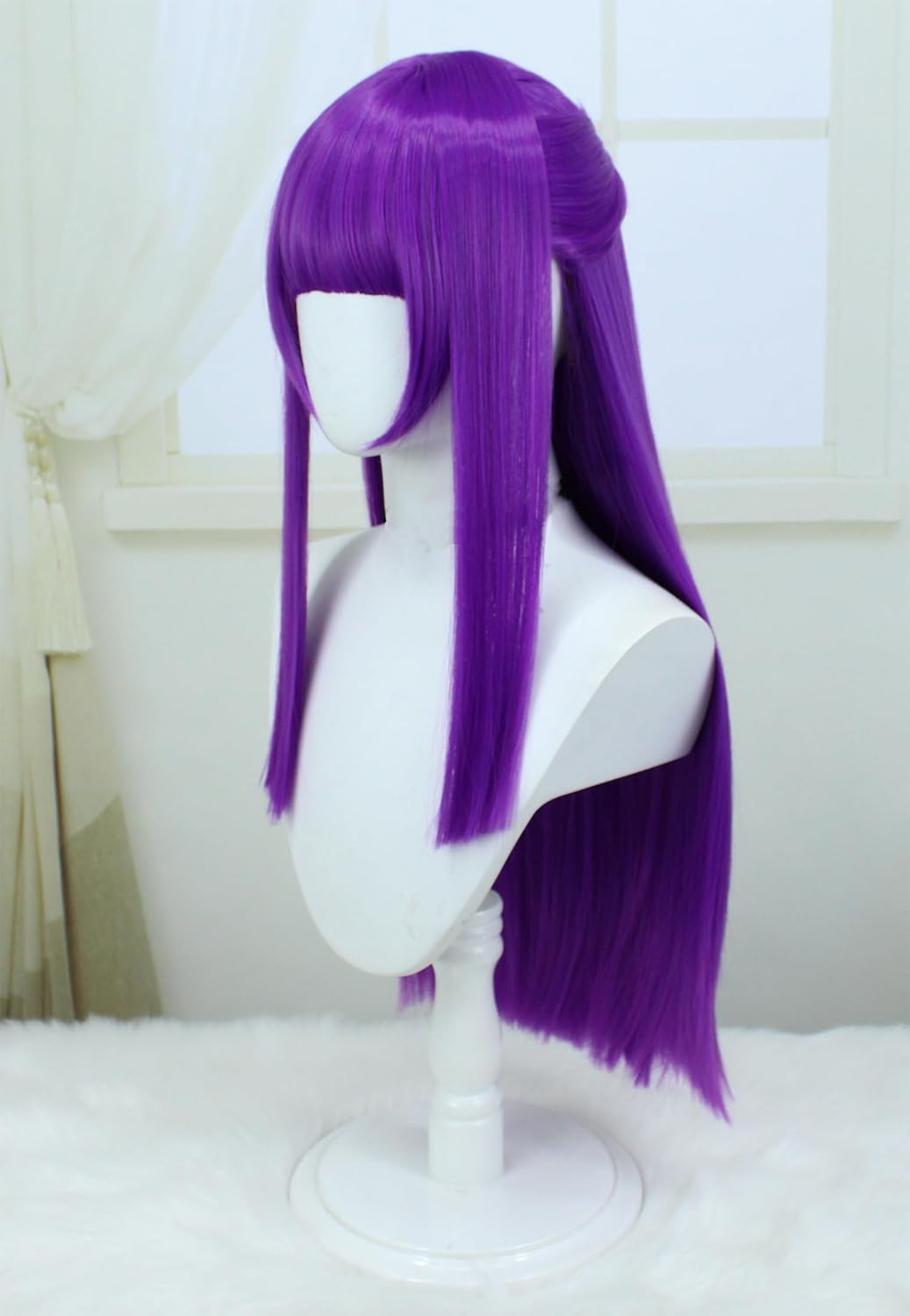 Women's Long Purple Straight Hair Wig with Bangs Halloween Character Costume Wig (Purple/Long 2) WN420