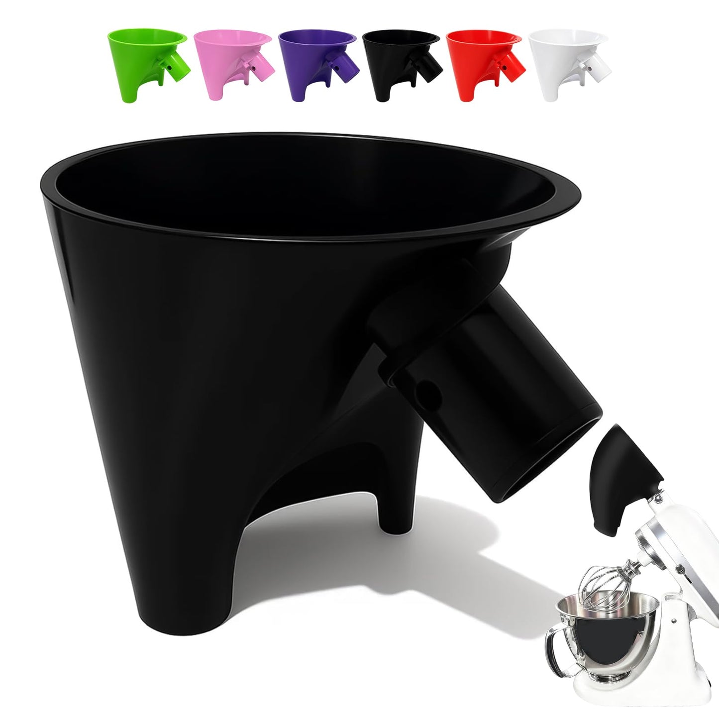 2026 New Flour Funnel for Kitchen Aid Mixer,Fits Tilt-Head 4.5–5 Qt (KSM150), Kitchen Aid Accessories and Attachments,Powder Funnel with Easy-Pour, Prevents Spills,Easy to Clean Baking Tool(Black) BST220