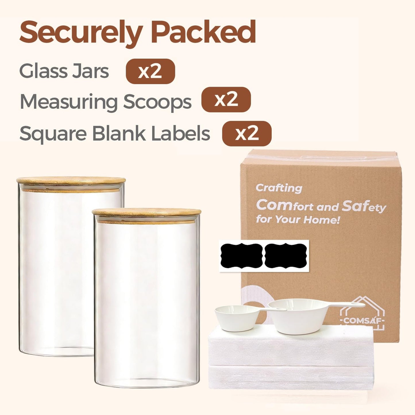 ComSaf Glass Storage Containers With Lids 0.5 Qt, 6 Pack Small Glass Jars | Small Glass Containers, Spice Jar 15oz, Candy, Family Snack Storage, Coffee Bar Organization, Size For Subpackage, BPA Free BST220