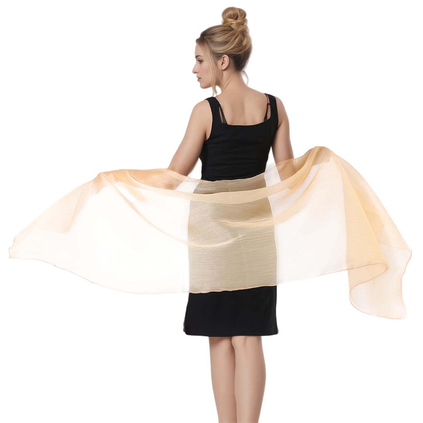 Women Sheer Crepe Shawl - Lightweight Soft Shimmer Wrap for Evening Party, Travel & Festival - Versatile Elegant WN420