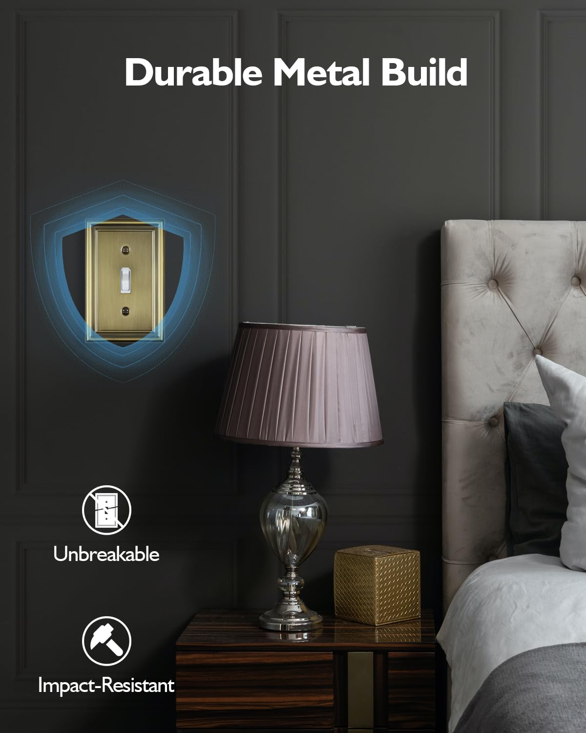 Decorative Metal Wall Plates, Switch Plates Outlet Covers (Off White/1 Decorator 4 Pack) WN420