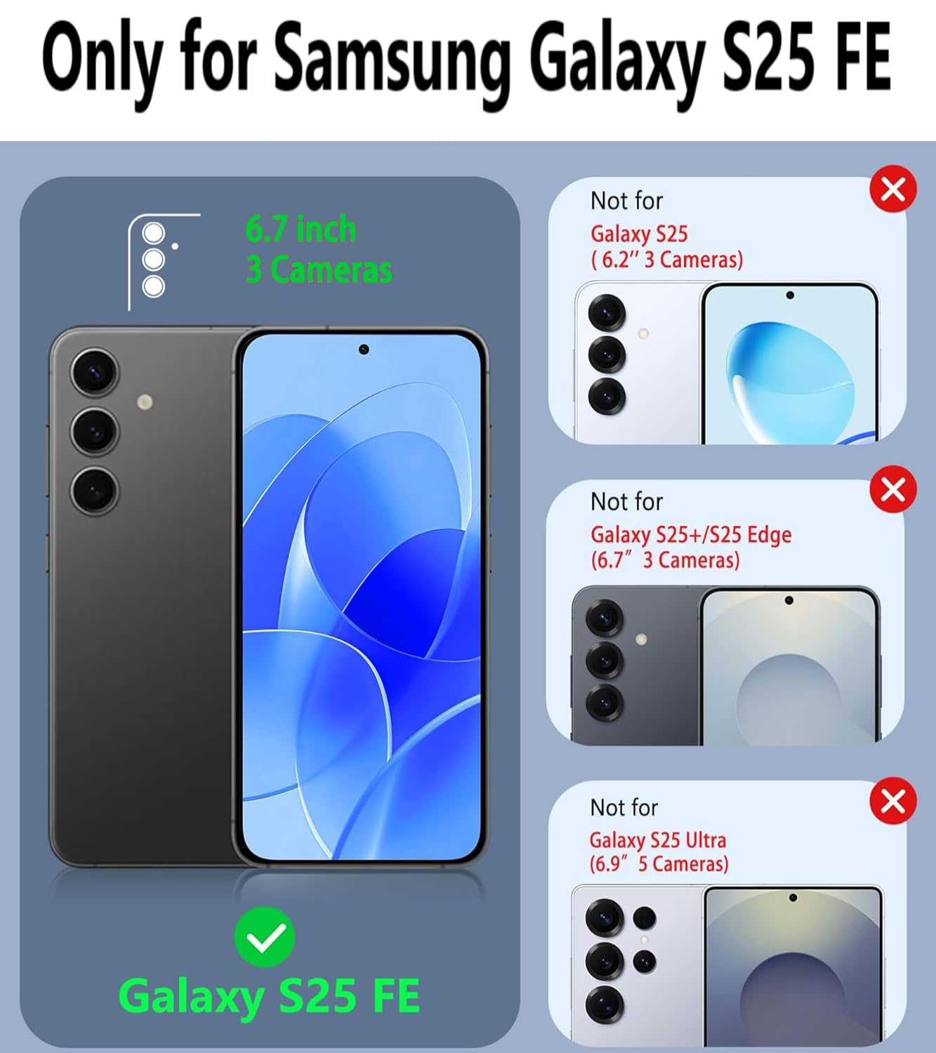 Magnetic Case for Samsung Galaxy S25 FE 5G Case, S25 FE Heavy Duty case, [Glass Screen Protector] [Military Grade Protective ] [Shockproof] [Dropproof] [Dust-Proof] (Black-MAG)