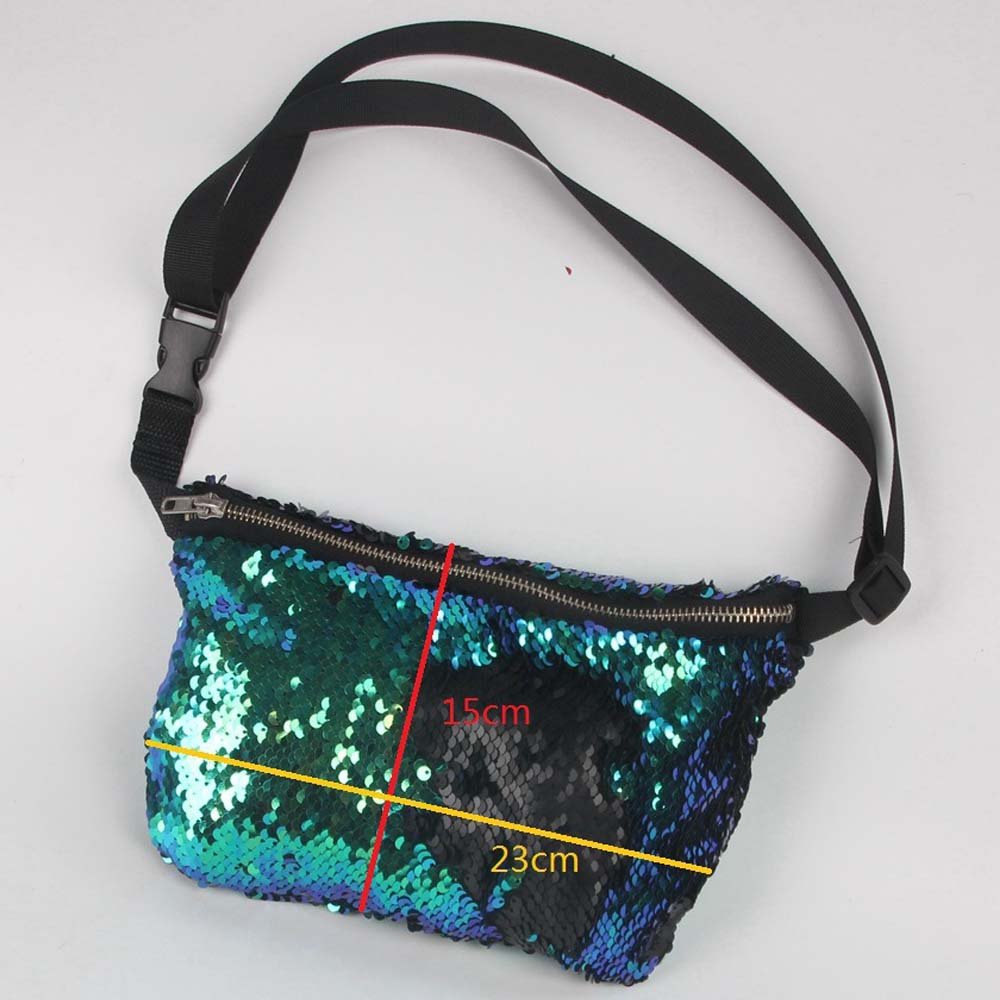 YEKEYI Reversible Mermaid Sparkling Sequins Glitter Belt Waist Bag Handbag Wallet Purse Case Cosmetic Makeup Bag Waist BST220