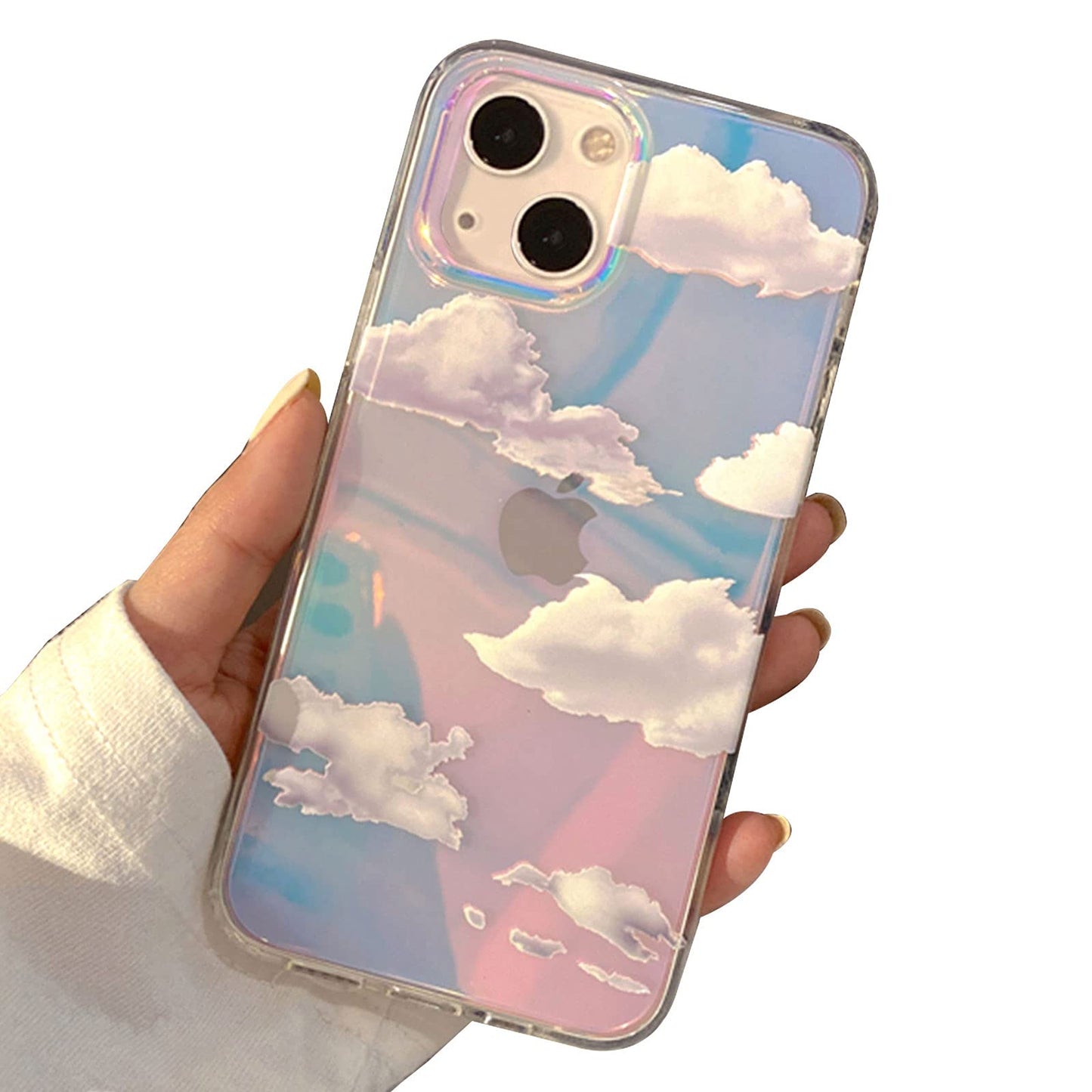 I-MGAE-IN-AR Compact Case for iPhone 16 Holographic Cloud Design,Cute Trendy Soft Slim TPU Shockproof Protective Phone Cases Cover for Women Girls Aesthetic Glitter WN420