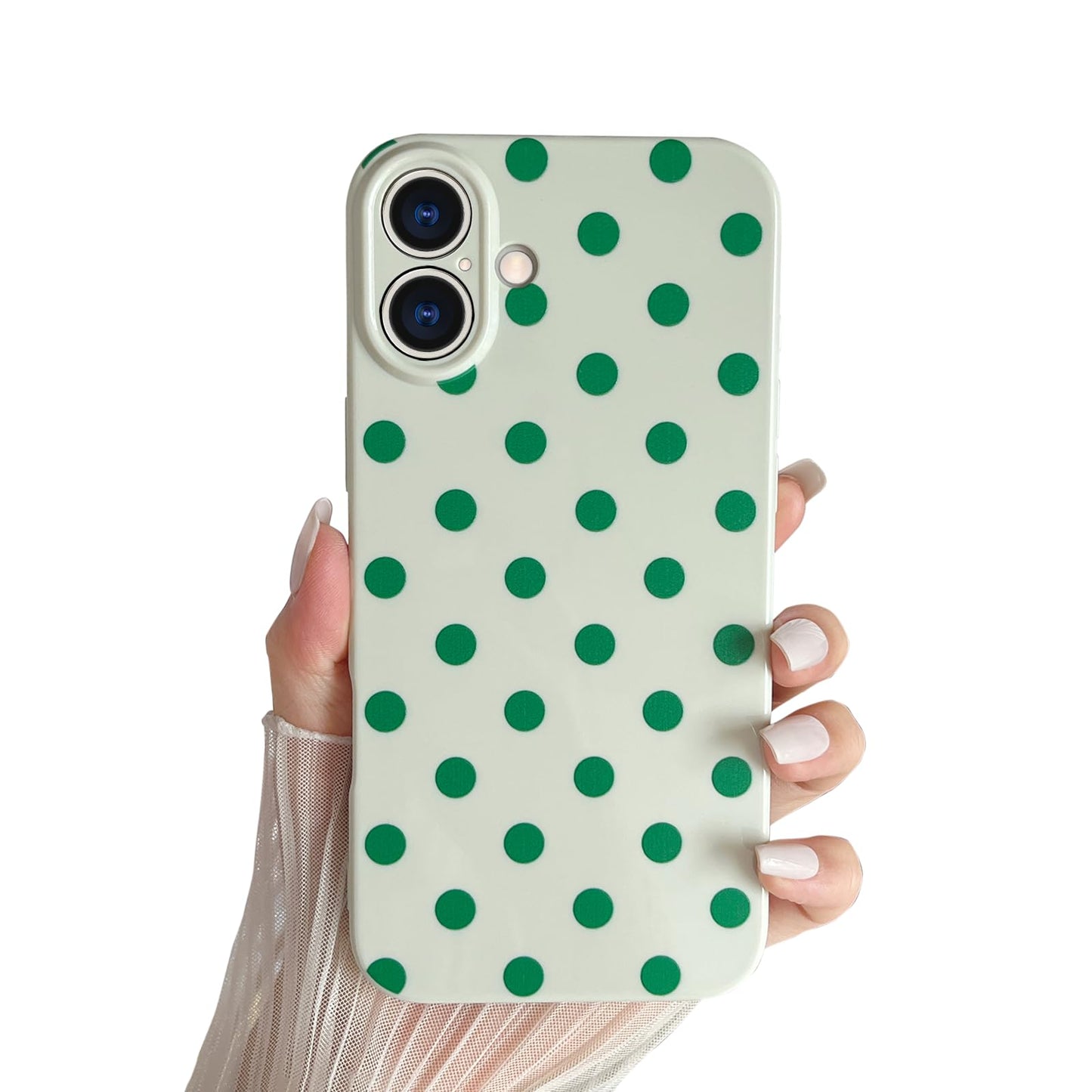 Skyseaco Compatible with iPhone 15 Case Cute Polka Dot Phone Case Soft Slim TPU Shockproof Phone Cover Full Camera Protection for Women Girls - Black WN420