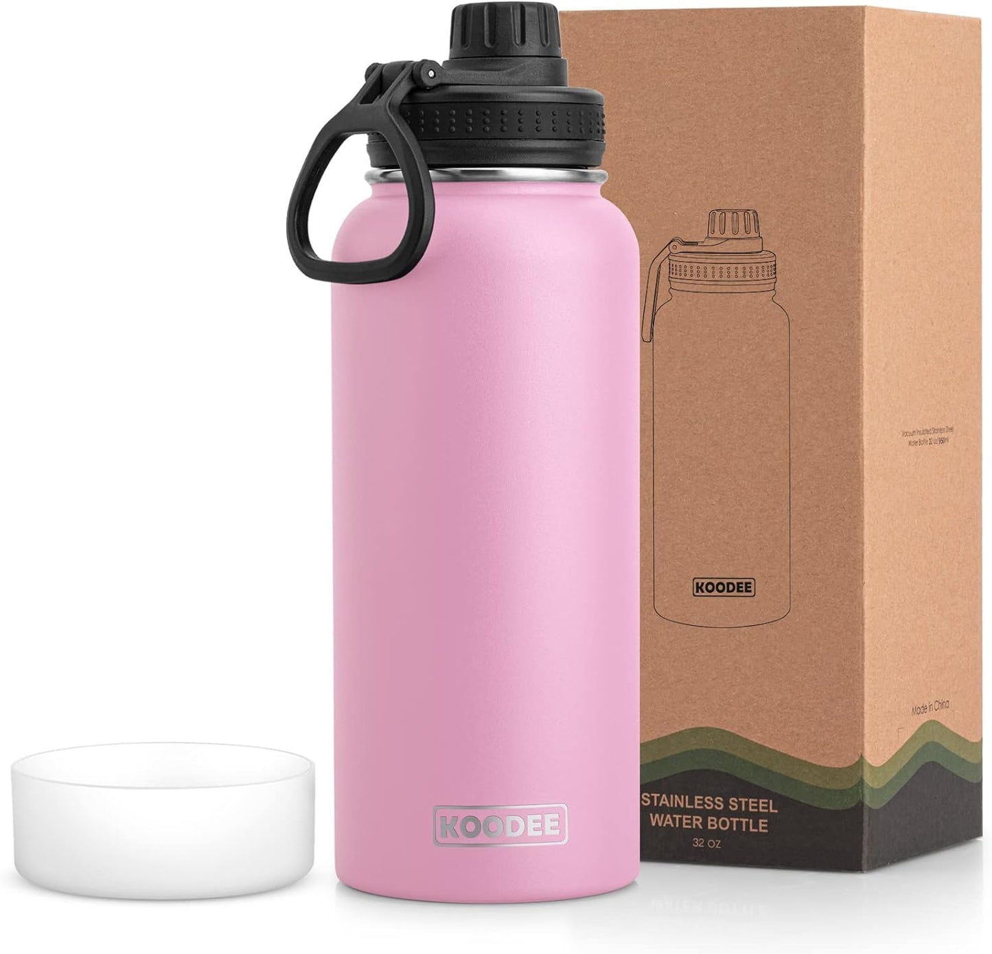 koodee Water Bottle-12 oz Stainless Steel Double Wall Vacuum Insulated Water Bottle for School-Wide Mouth Flask with Straw Lid (Teal) BST220