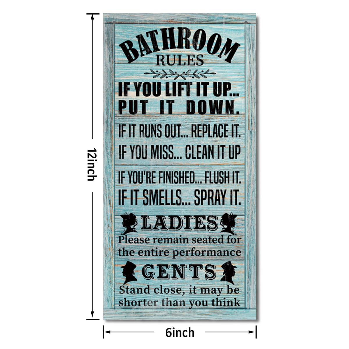Rustic & Funny Bathroom Signs - Western & Farmhouse Bathroom Rules Wall Decor E1 BST202