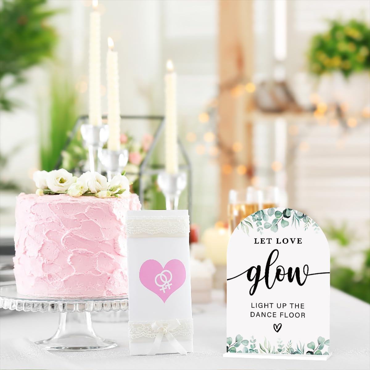 Acrylic Wedding Sign Bubble Send Off Signs for Ceremony Modern Calligraphy Arch Acrylic Table Top Signs for Wedding Reception and Event Party Table Decor (White Eucalyptus Leaves) BST326L