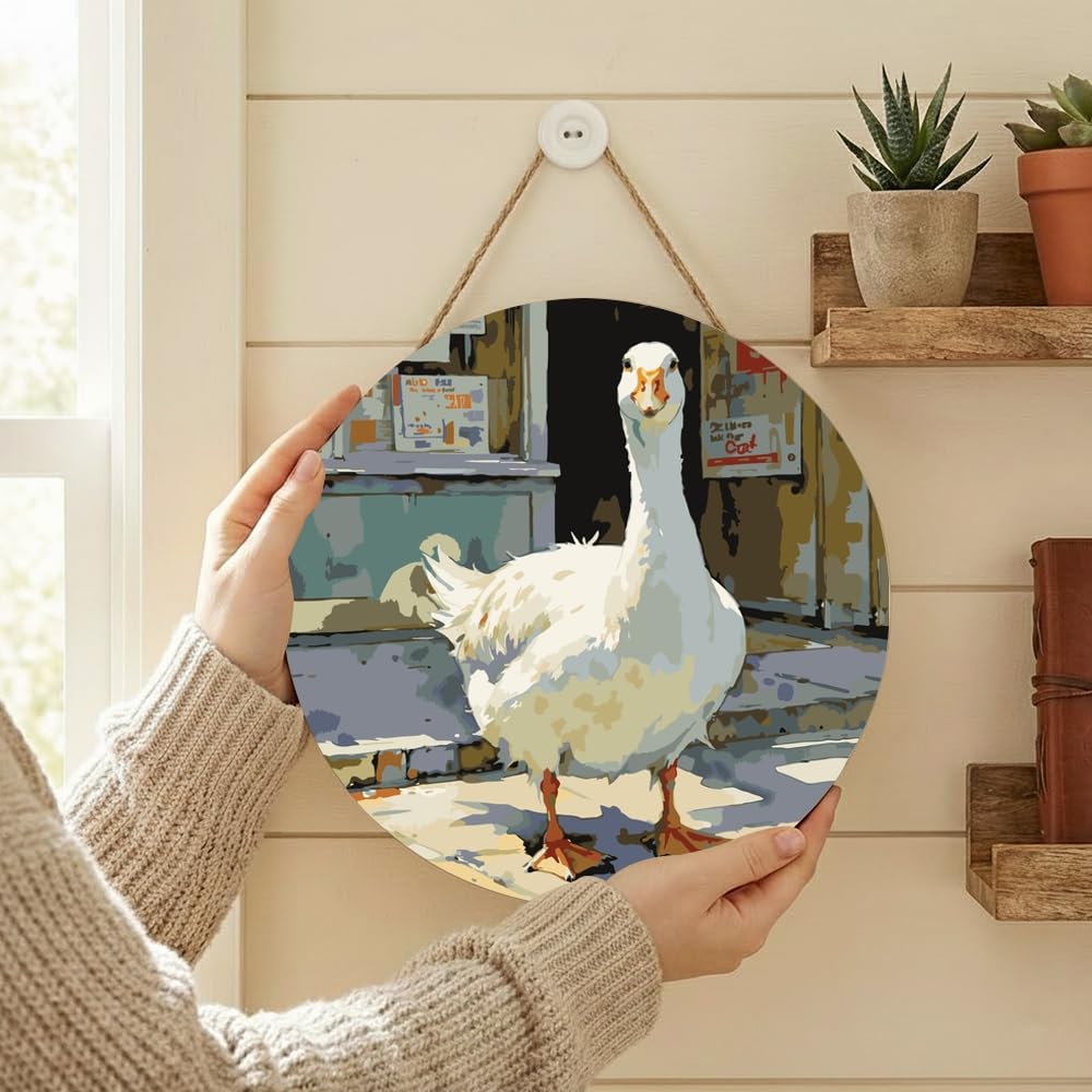 TAOPAOLAB Animal Paint by Numbers Kit for Adults - DIY White Goose in Front of The Bookstoree Painting on Canvas 16x20In, Acrylic Paint Set for Beginners, Farmhouse Art for Home Decoration or Gifts BST326H