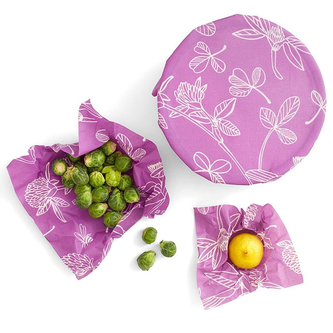 Beeswax Reusable Food Wraps - (6 Packs, 3 Sizes S,M,L, with 2 Meter Hemp Rope, Two Buttons) Plastic and Silicone Free, Eco-friendly Wrap, Wax Paper for Food,Flower BST220