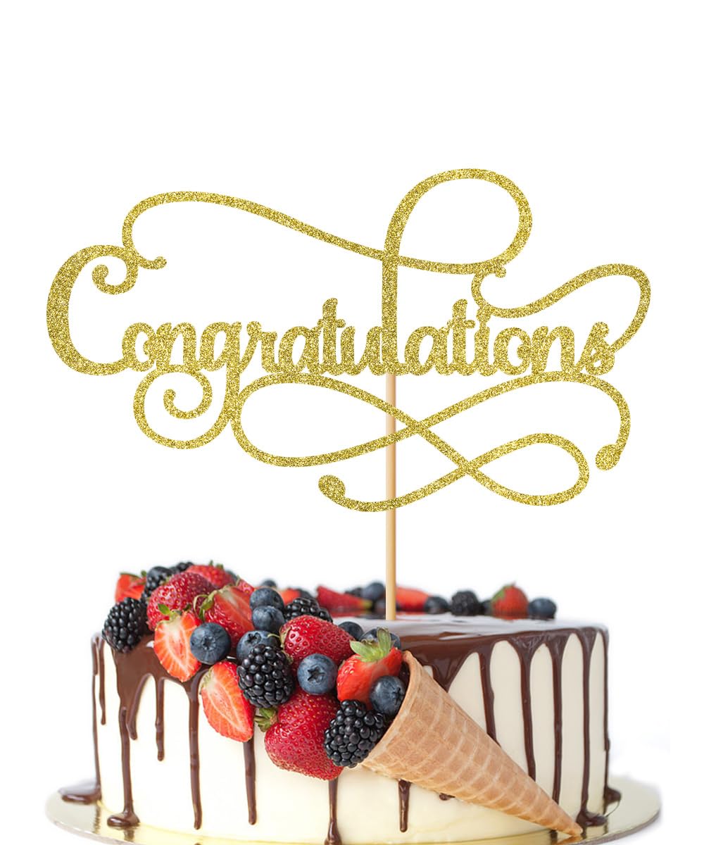 Congratulations Cake Topper,Congratulations 2026 Graduation | Cake Topper,Graduation, Wedding, Retirement, Birthday, Anniversary, Celebration Party Decorations Supplies (Black Gold) BST202