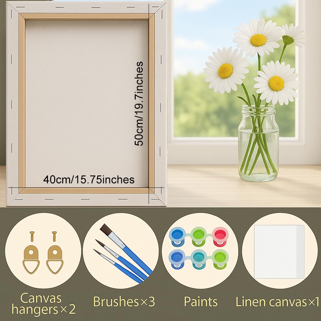 TAOPAOLAB Black and White Paint by Numbers Kit for Adults - DIY Woman Walking in Foggy Forest Path Painting on Canvas 8x12In, Framed Acrylic Paint Set for Beginners, Art for Decoration BST326H