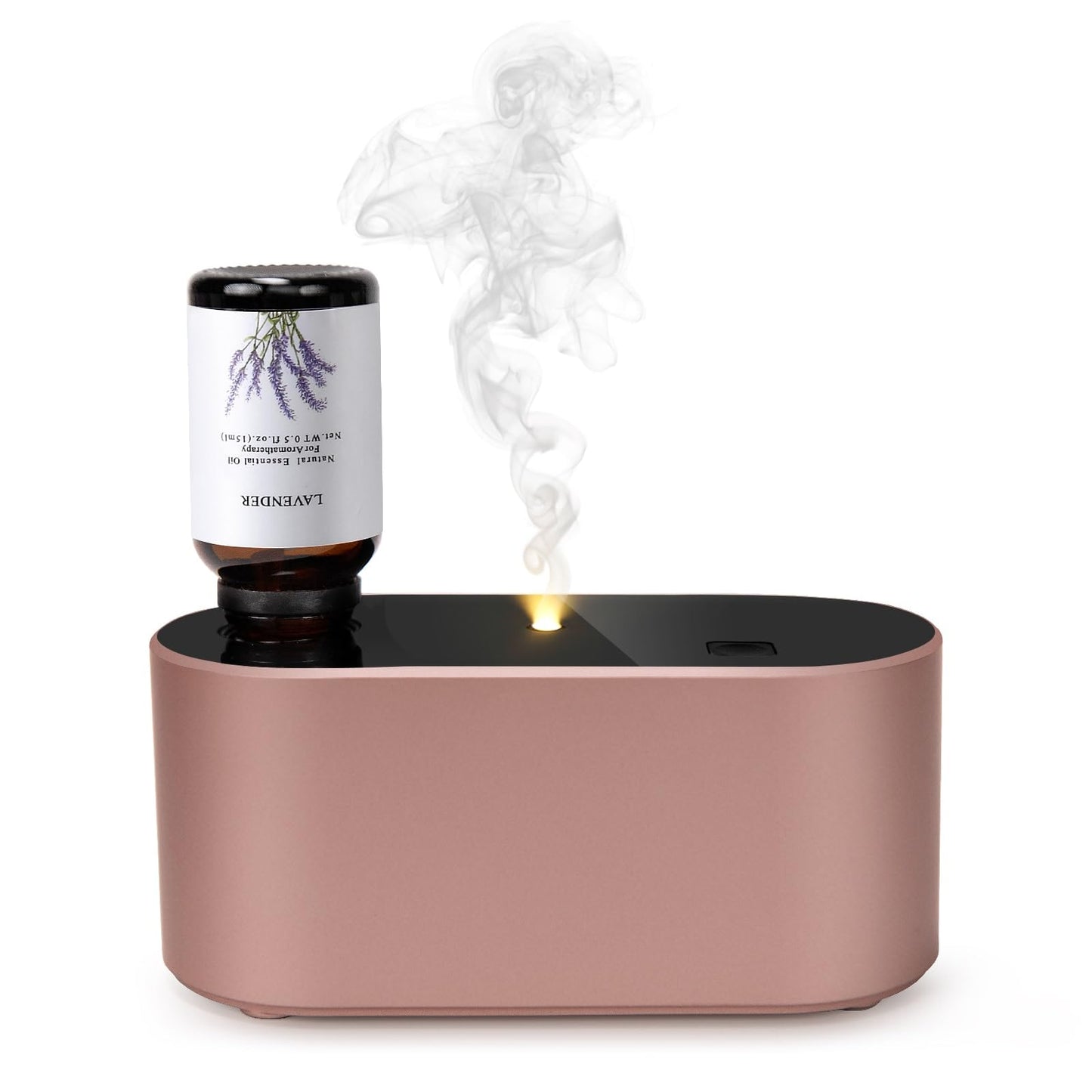 Lecdura Waterless Diffuser for Essential Oil, Battery Operated Scent Air Aromatherapy Diffuser, Mini Aroma Diffusers with 3 Intermittent Mist Modes, Cycle Start for Home Office Bedroom - Rose Gold