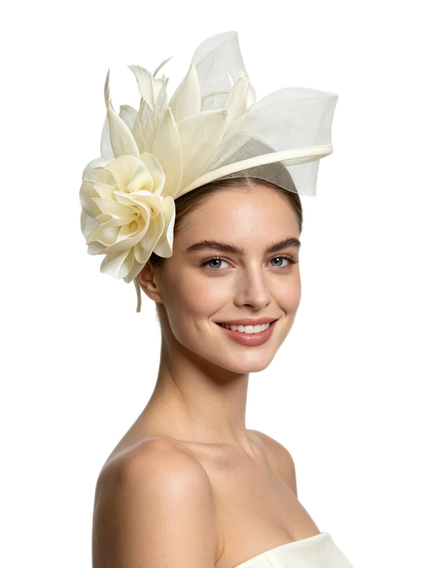 SAFERIN Fascinators Hat Flower Mesh Ribbons Feathers on a Headband and a Clip Tea Party Headwear for Girls and Women WN420