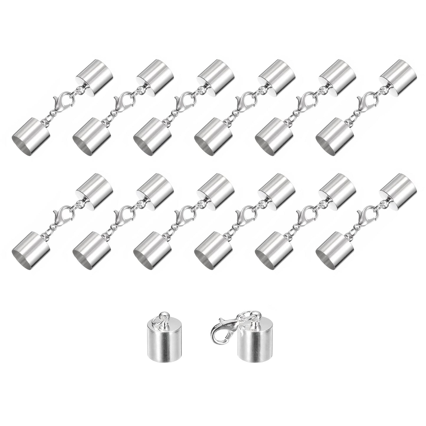 uxcell 20Sets Leather Cord End Caps with Lobster Claw Clasps Fit 4.5mm Cords, Barrel Terminators for DIY Making Leather Bracelets, Bronze Tone BST326L