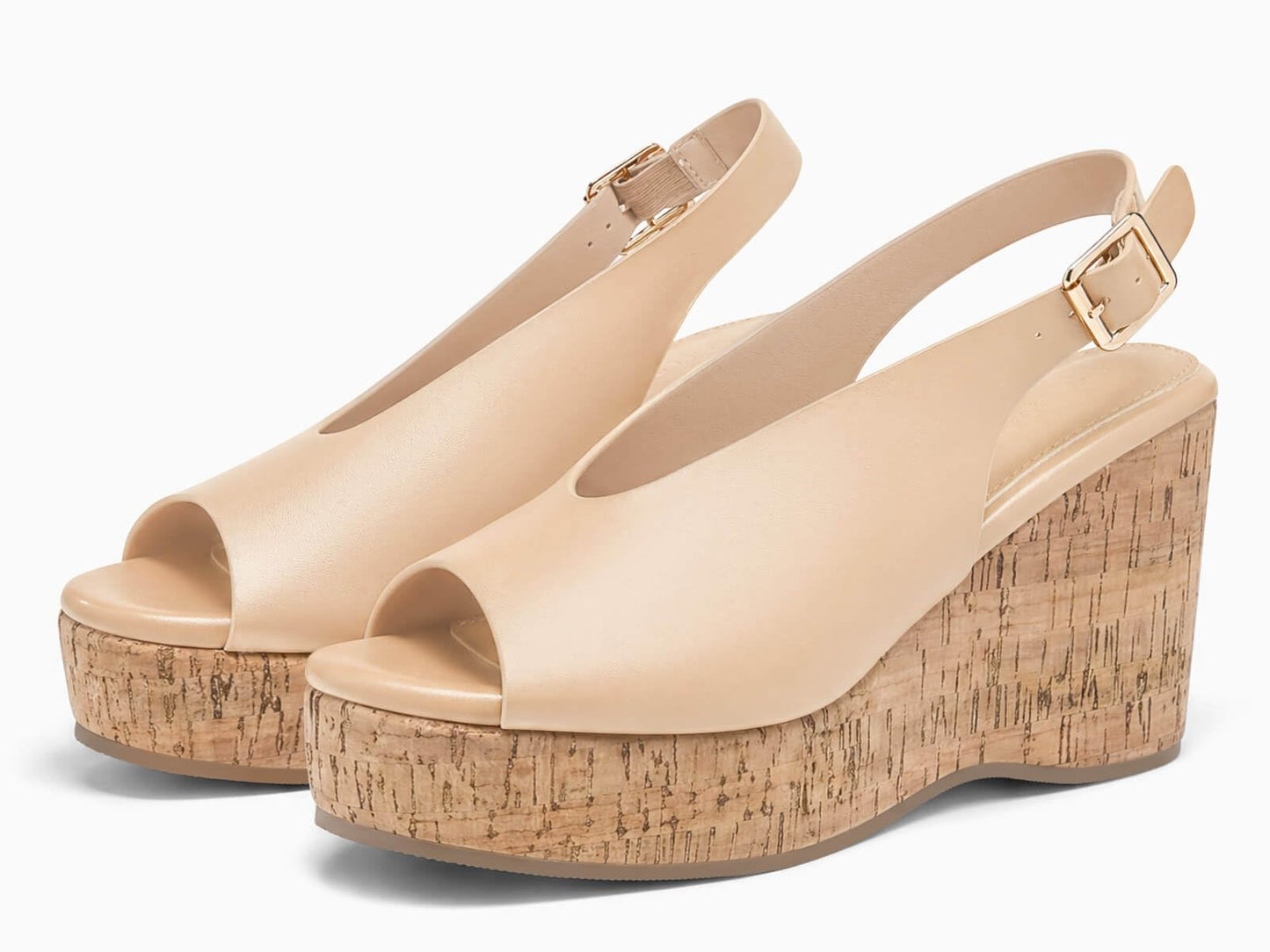Coutgo Womens Platform Wedge Sandals Open Peep Toe Slingback Cork High Heels Summer Beach Shoes DD1210