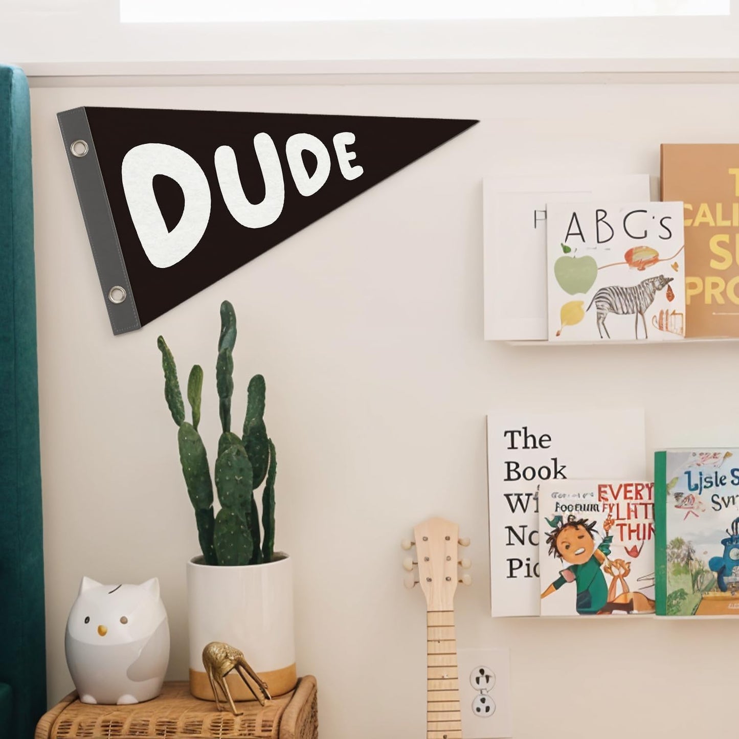 Boy Nursery Decor Pennant Banner Flags Decor, Playroom Essentials, Dude Felt Banner Wall Art Decor for Toddler Kids Room Nursery,Boy Playroom Decor 7.4x14 Inch BST326H