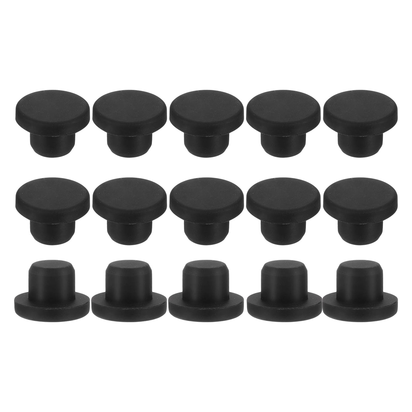 uxcell 15Pcs Silicone Hole Plug, Waterproof Solid T-Shaped Rubber Stoppers Bottle Seal Tube Pipe Plugs End Cap for 5.8mm/0.23" Hole for Bathtub Bottle, 0.31" Plug Height, Black BST326L