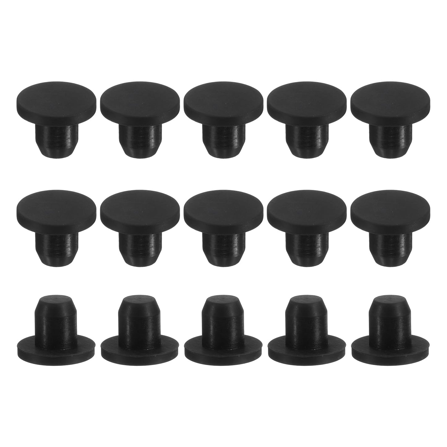 uxcell 15Pcs Silicone Hole Plug, Waterproof Solid T-Shaped Rubber Stoppers Bottle Seal Tube Pipe Plugs End Cap for 5.8mm/0.23" Hole for Bathtub Bottle, 0.31" Plug Height, Black BST326L