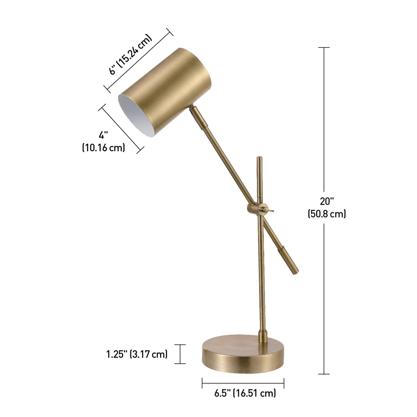Globe Electric x Novogratz 52887 18" Desk Lamp, Matte Brass Finish, Adjustable Height N25