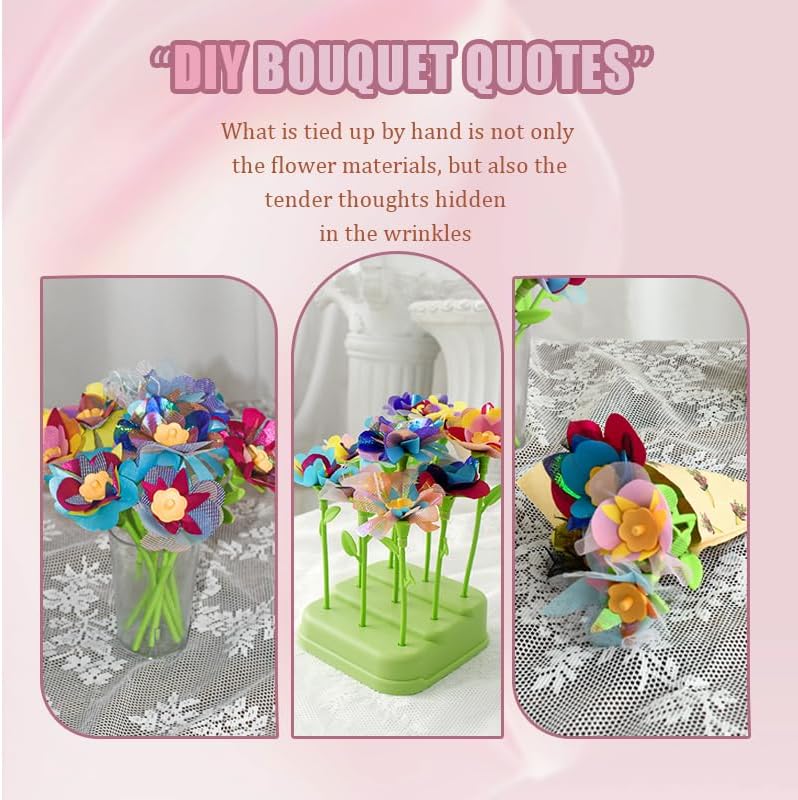 Abifny Flower Making Kit, DIY Craft Kits Toys for Kids Build Flower Bouquets Toys, Arts & Crafts Gifts for 4 5 6 7 8 Year Toddler Girl, Educational Activity Preschool Gifts