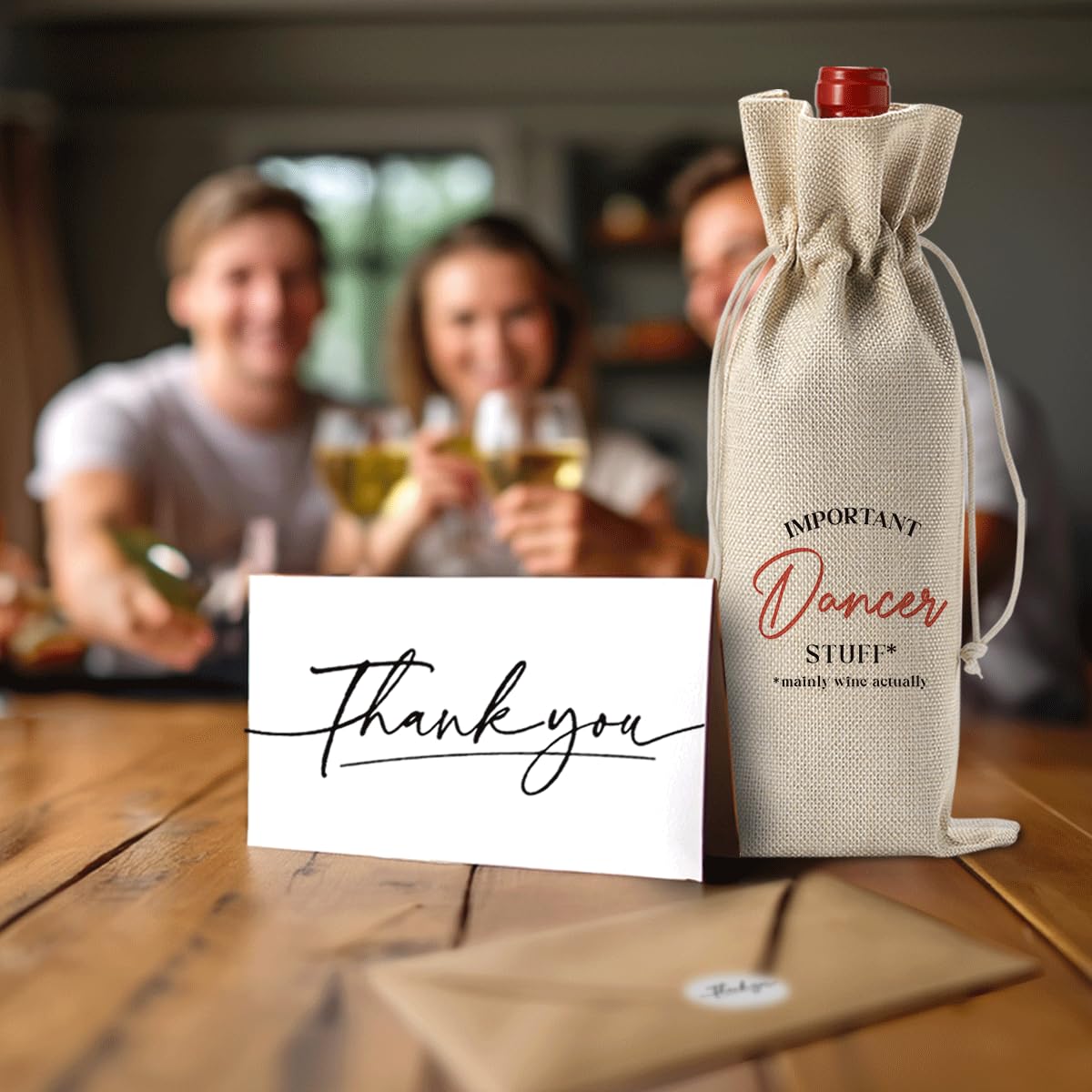 Teacher Appreciation Wine Bag With Thank You Card - Cool Christmas Birthday Gifts for Women Men - Important Teacher Stuff BST202