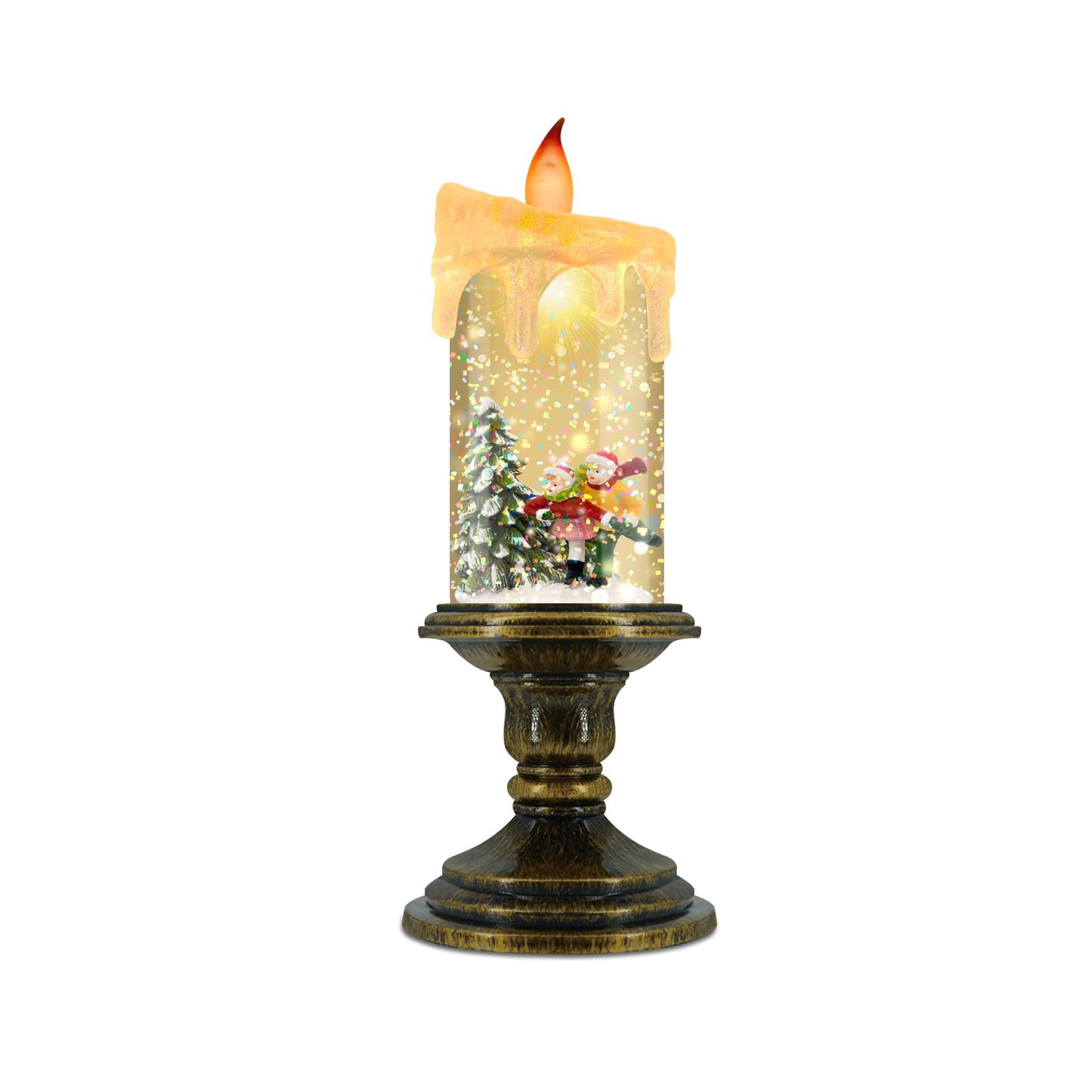AOMIL Christmas Flameless Candles, Flickering LED Candles with Timer, Snow Globe Candle Lights for Christmas Decorations BST220