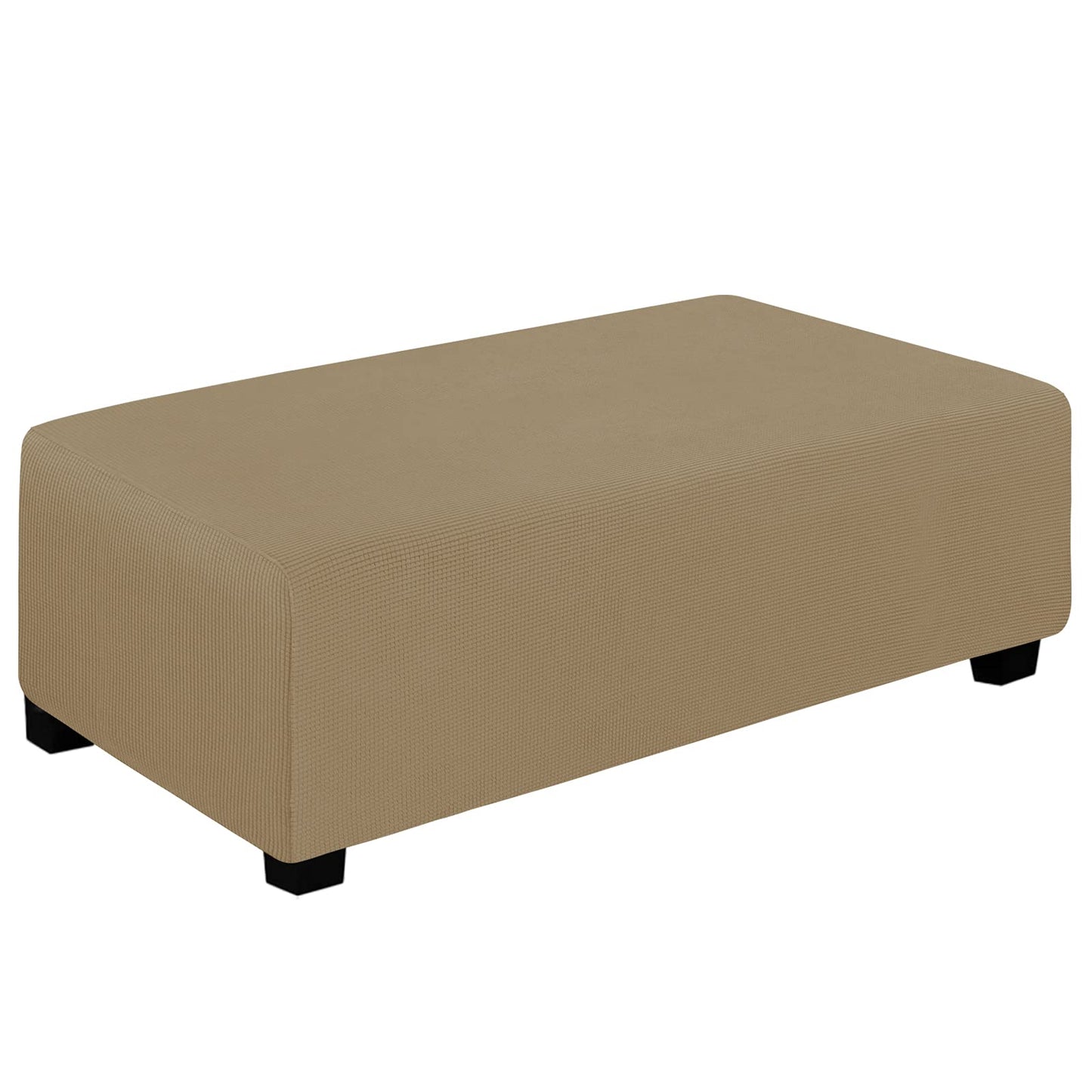 Easy-Going Stretch Square Ottoman Cover 15x15x15inch Dark Blue | Folding Storage Footstool cover Furniture Protector Soft Rectangle slipcover with Elastic Bottom BST202
