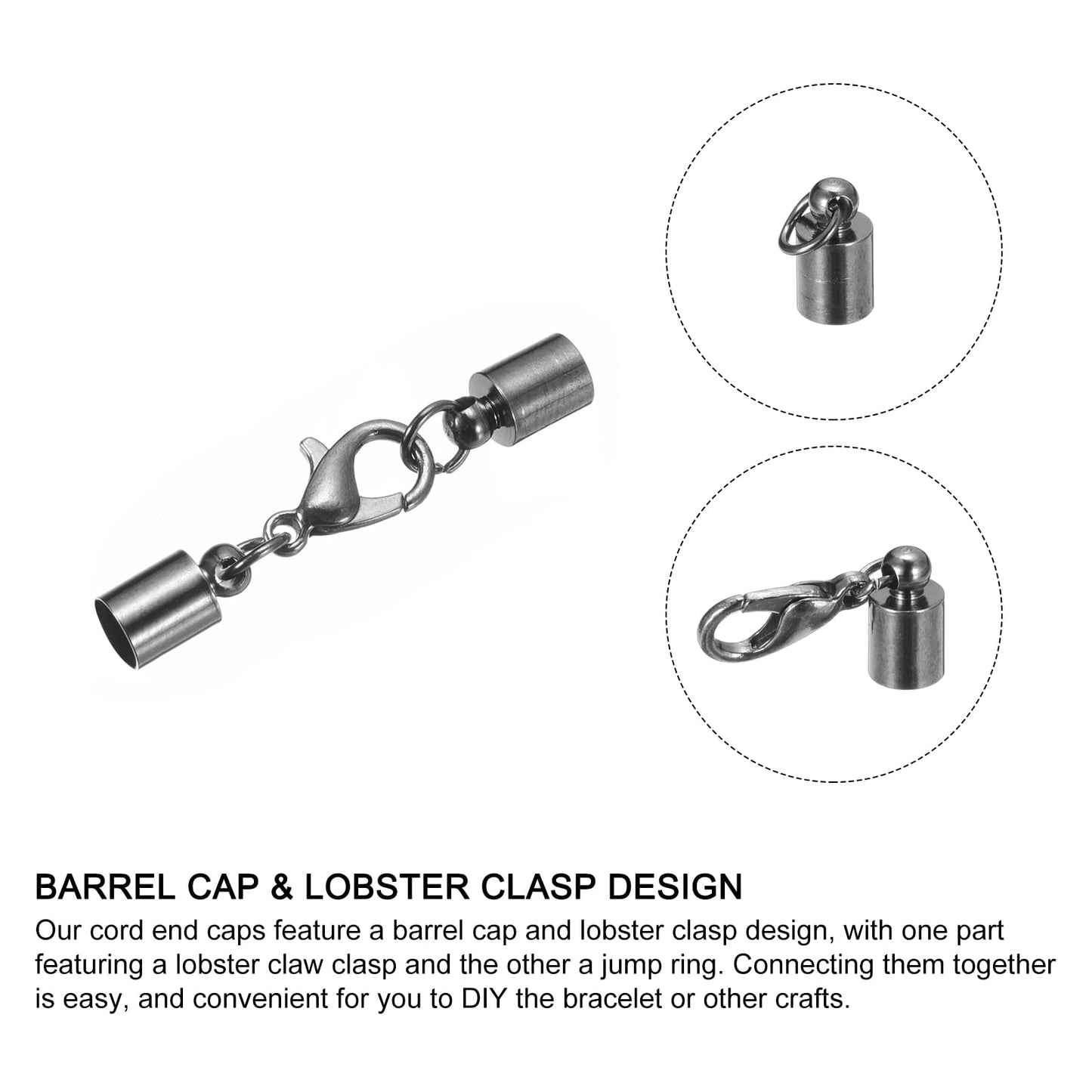 uxcell 20Sets Leather Cord End Caps with Lobster Claw Clasps Fit 4.5mm Cords, Barrel Terminators for DIY Making Leather Bracelets, Bronze Tone BST326L
