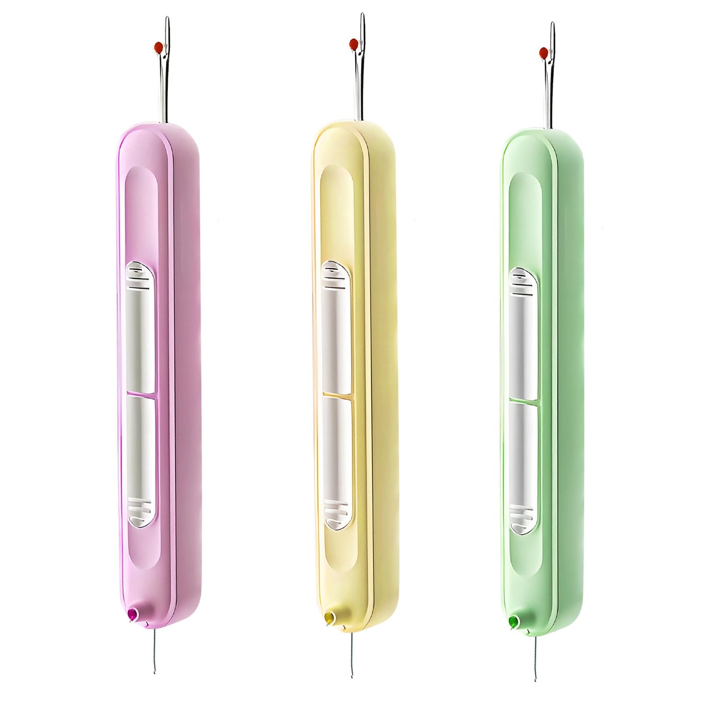 Upgraded 2 in 1 Needle Threaders Seam Ripper,Sewing Supplies,Multifunctional Sewing Tool, Quick Sewing Machine Loop Automatic Needle Threaders (2Pcs-Yellow) BST202