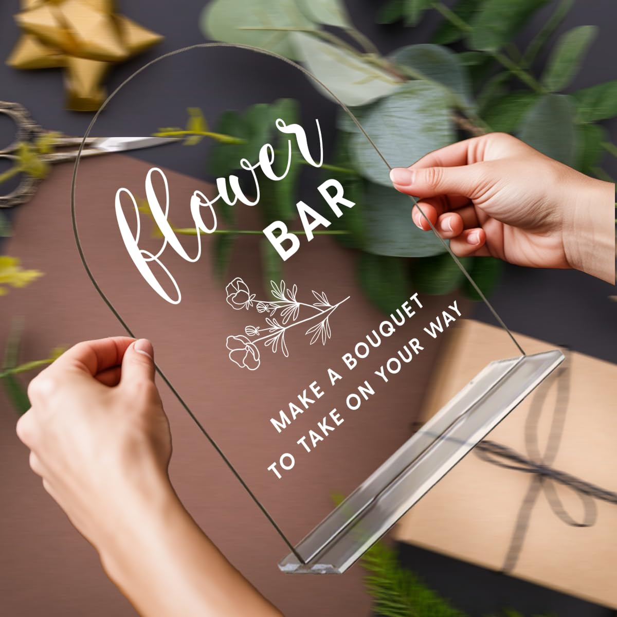 Acrylic Wedding Signs, Bridal Shower Decorations, Modern Arched Round Top Acrylic Table Top Sign with Holder for Wedding Reception Party Dinner - Can't Wait to See What Develops (Clear) BST326L