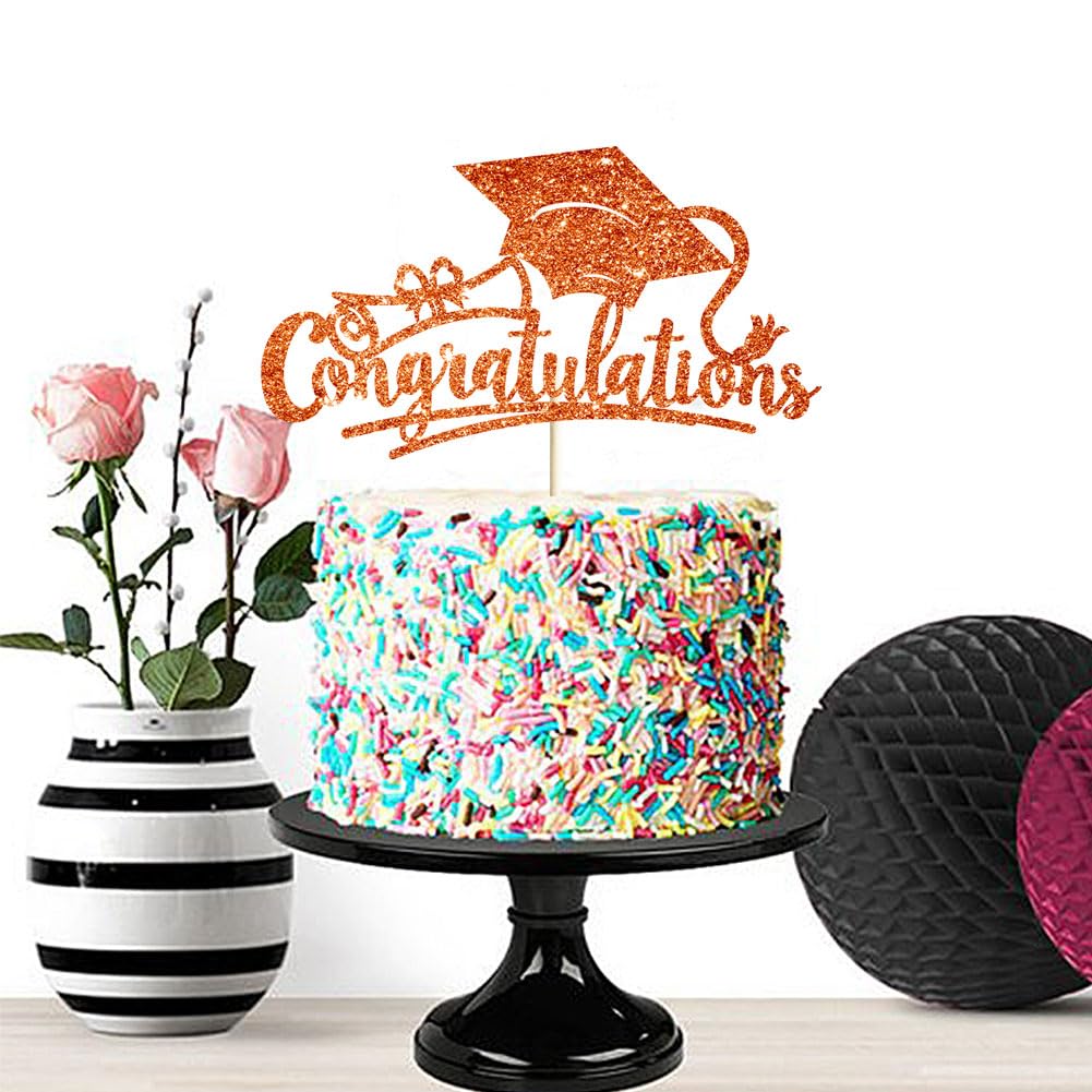 Congratulations 2026 Graduation Cake Topper Red Glittery Class of 2026 Cake Topper Congrats Grad Party Cake Decor for 2026 Senior High School College Grad Party Supplies Decorations BST220
