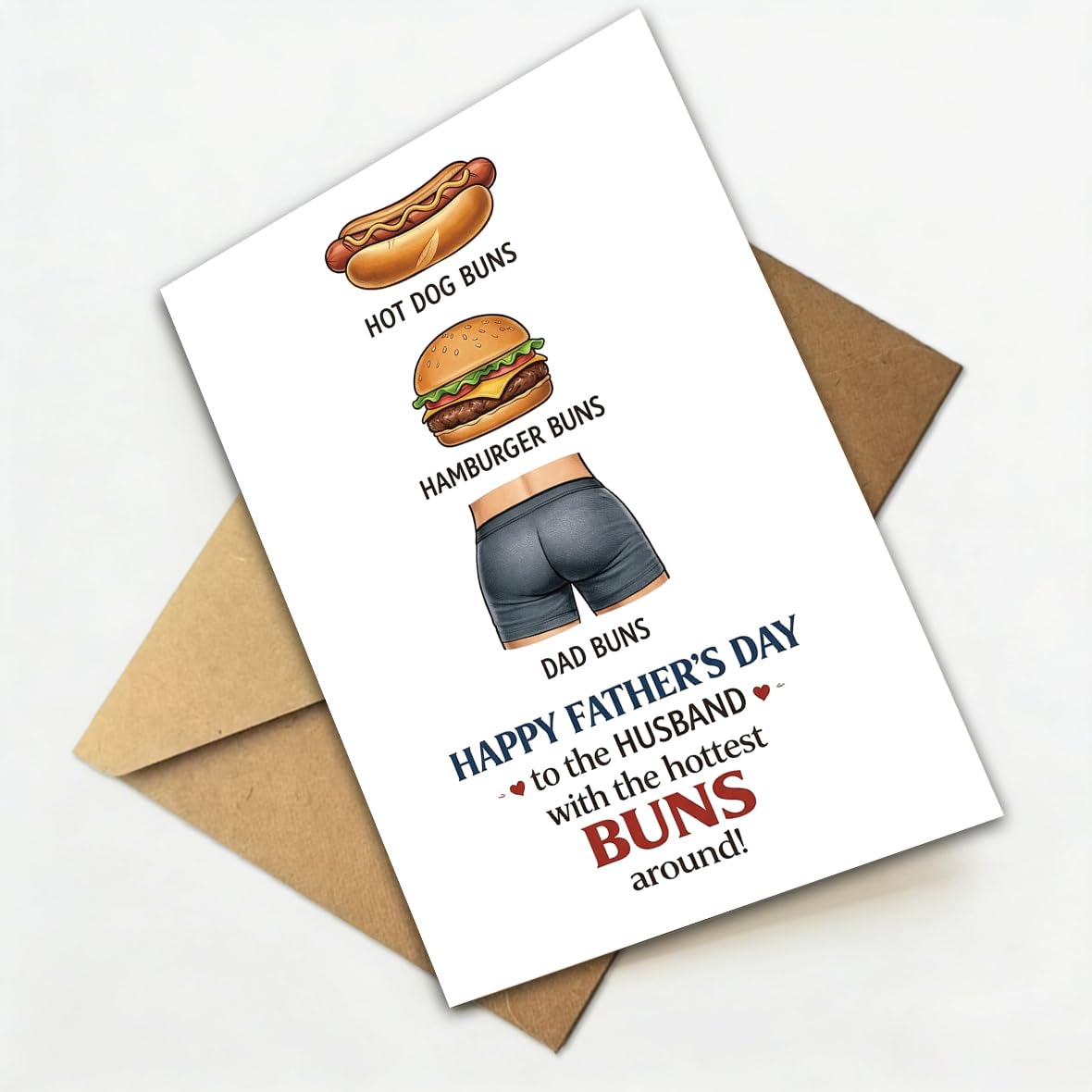 Memorial Fathers Day Card for Husband, Fathers Day Card for Husband in Heaven, Sympathy Fathers Day Gift, with Kraft Envelope and Gold Seal Sticker BST220