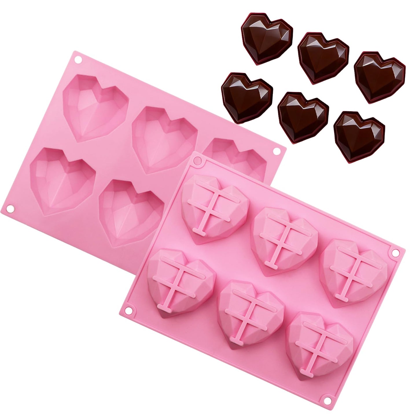 2 Pack Love Heart Silicone Chocolate Bomb Mold DIY Non-stick Silicone Handmade Mold for Valentine Chocolates, Cake, Hard Candy, Baking, Gummy, Ice Cube Trays cake BST202