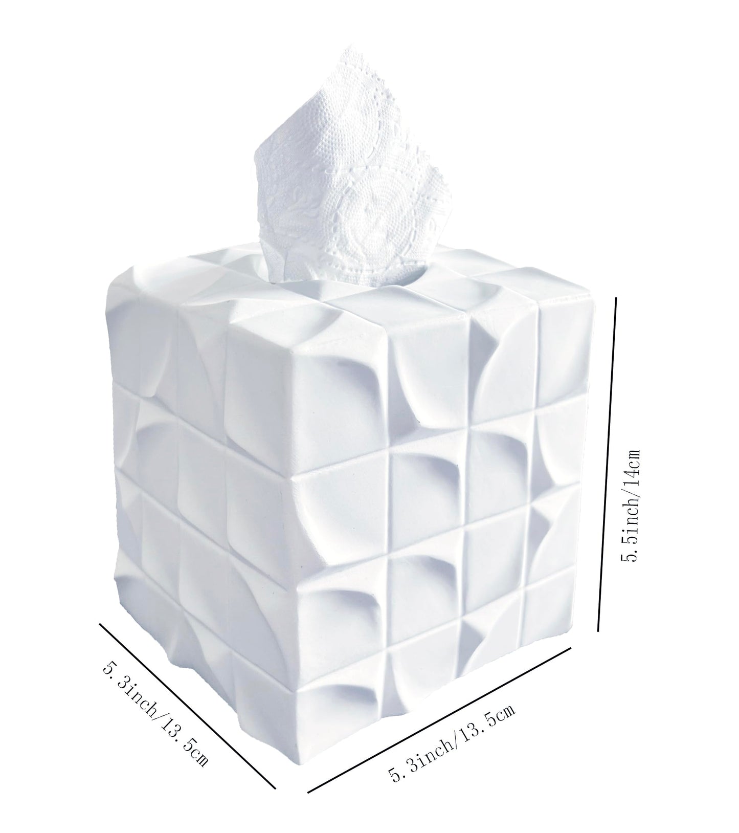 Square Tissue Box Cover Decorative Kleenex Box Holder for Bathroom & Living Room with Handcrafted Texture (colla Gold) BST220