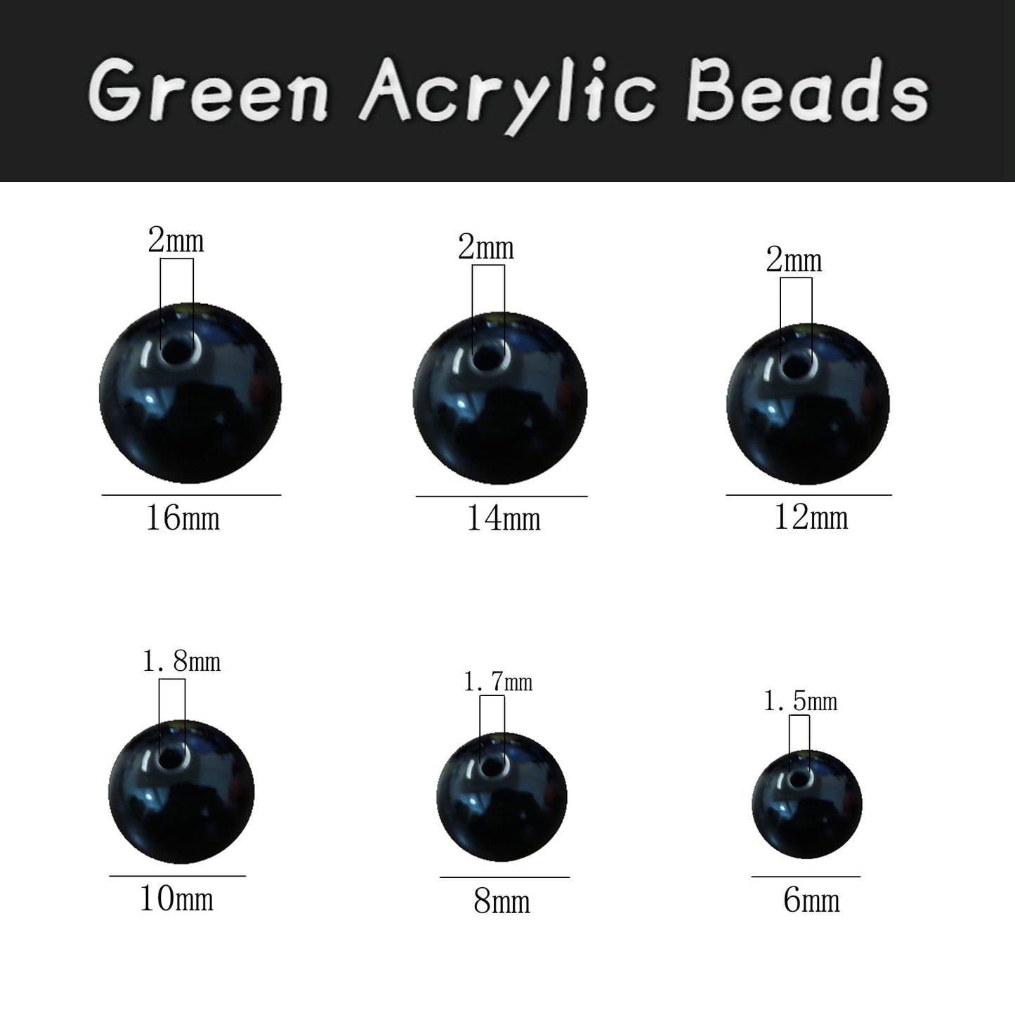 600 Pieces Black Beads for Jewelry Making, Bulk 6mm Colorful Acrylic Beads, Acrylic Round Loose Ball Beads with 1.5mm Hole for Bracelets Necklaces Earring Making Supplies BST220