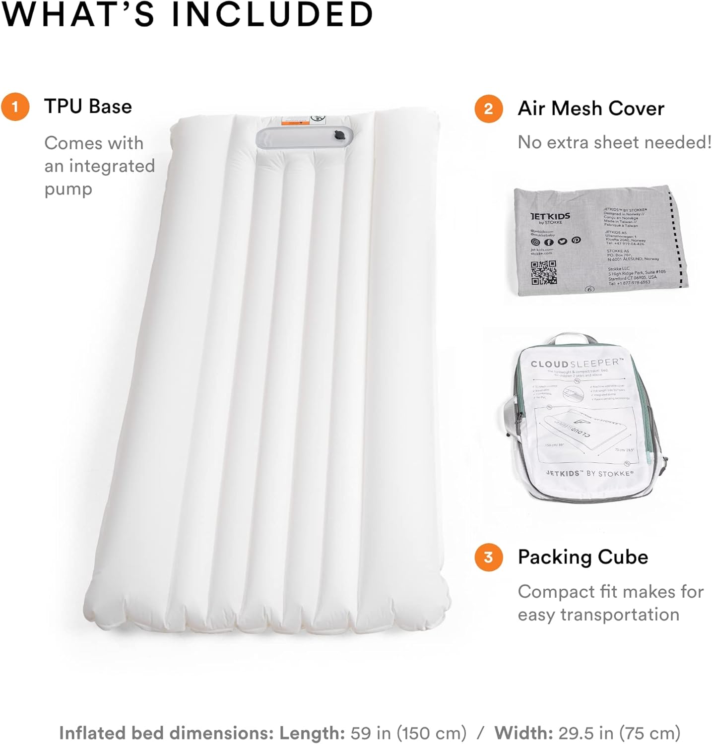 Stokke JetKids CloudSleeper, White - Inflatable Kids’ Travel Bed
