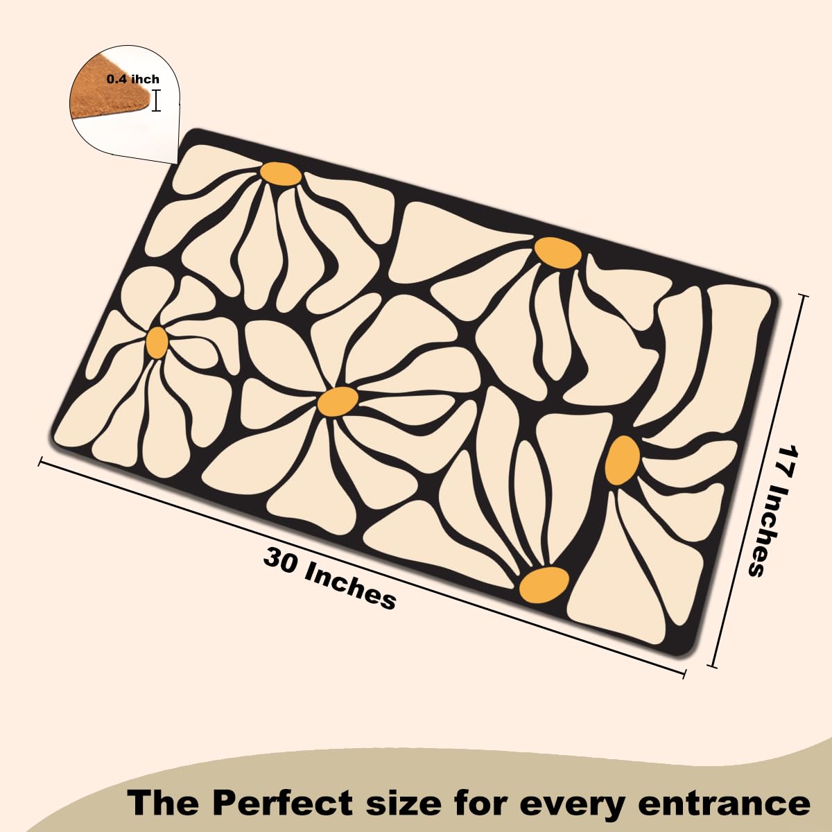 Funny Cat Door Mat 18x30 Inch, Faux Coco Coir Doormat with Non-Slip PVC Backing, Cats Printed Welcome Mat for Outdoor Indoor Entryway Porch Home Kitchen Patio, Cat Lover Gifts for Women Mom BST202