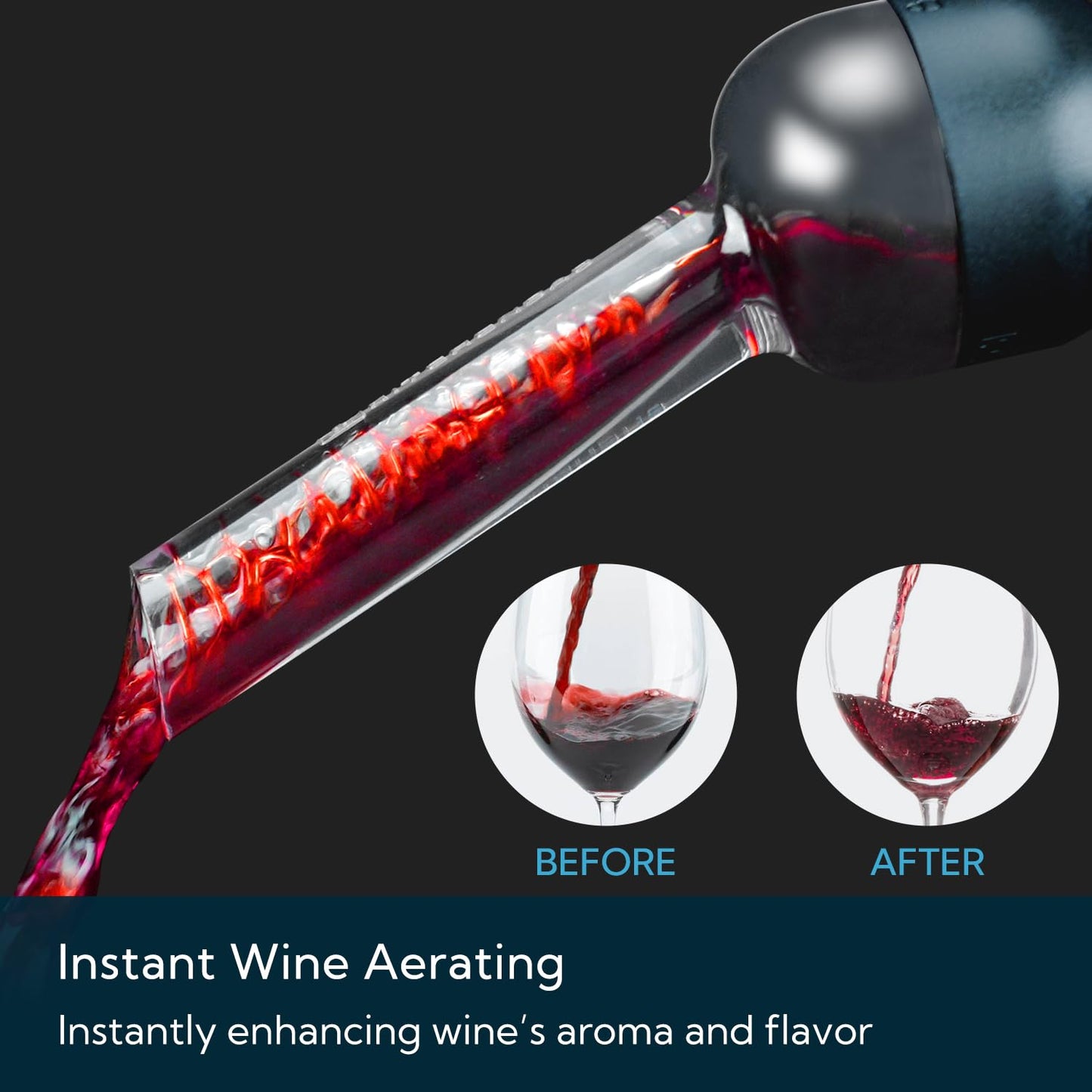 KITCHENDAO Detachable Wine Aerator Pourer - BPA Free Tritan Premium Wine Air Aerator Decanter Spout Dispenser - No Drip or Spill - Improve Taste and Bouquet Instantly - Dishwasher Safe BST220