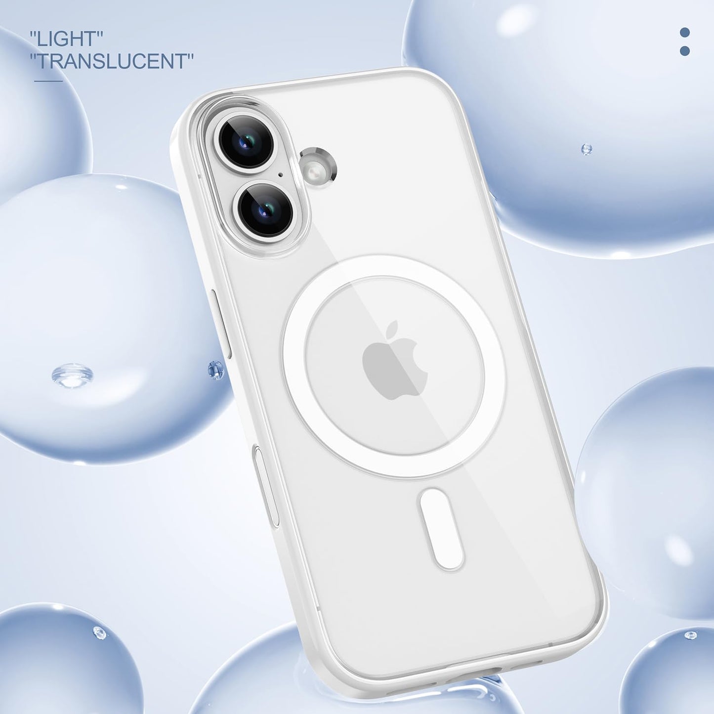 PULOKA for iPhone Case Compatible with Magsafe, Color Bumper & Clear TPU Back Hybrid Shockproof Cover (White, iPhone 16 Pro Max) WN420