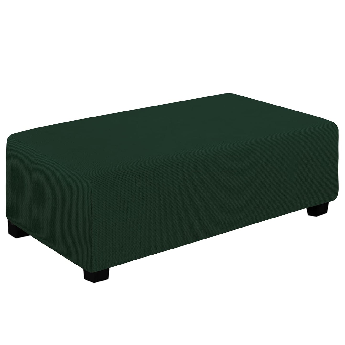 Easy-Going Stretch Square Ottoman Cover 15x15x15inch Dark Blue | Folding Storage Footstool cover Furniture Protector Soft Rectangle slipcover with Elastic Bottom BST202
