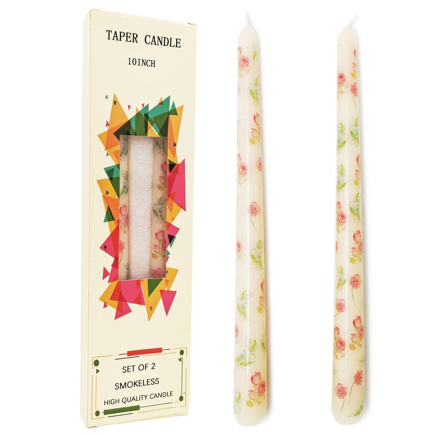 10 Inch Decorative Taper Candles, 4 Pack Birthday Balloon Print Candlesticks, Unscented Dripless Candles with Long Burn Time for Party, Holiday Table & Home Decor BST326H