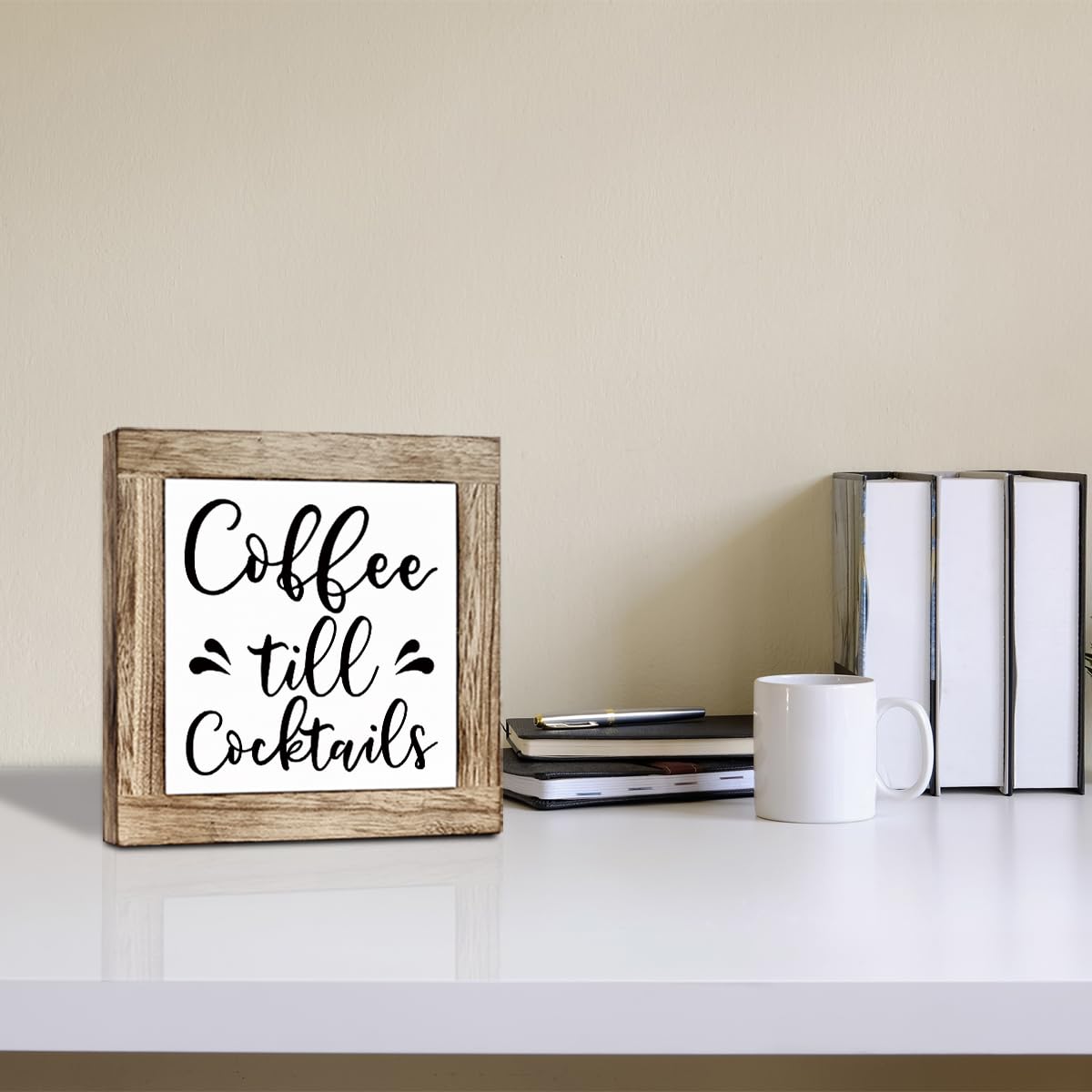 Funny Wooden Coffee Bar Decor Sign, Bar Decorations, in the Morning When Rise Give Me Jesus (and Coffee), Cafe Table Top Shelf Accessories, Cafe Signs Decor 5.9x5.9 Inches BST202