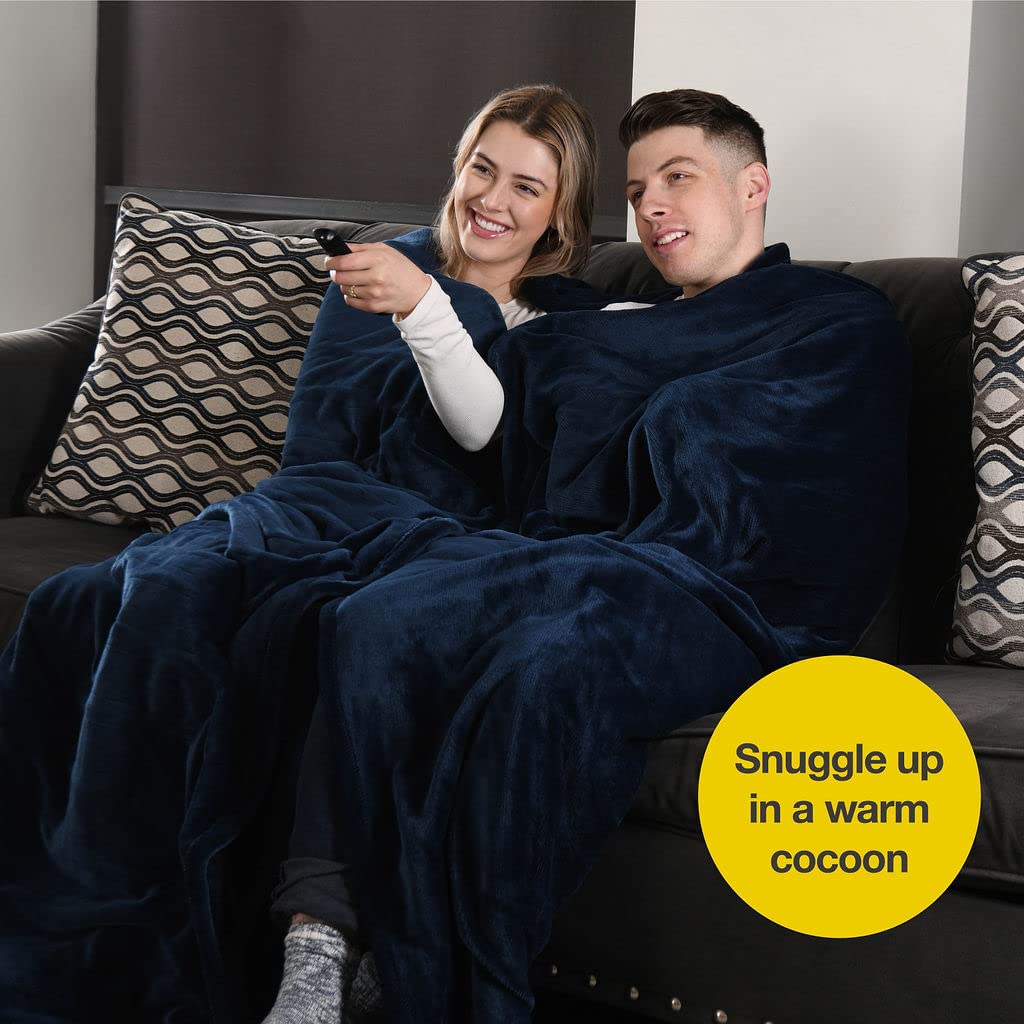 Medical king Heated Blanket, Machine Washable Extremely Soft & Comfortable Electric Blanket Throw Fast Heating with Hand Controller 10 Heating Settings & auto Shut-Off (Blue, 50 x 60) BST220